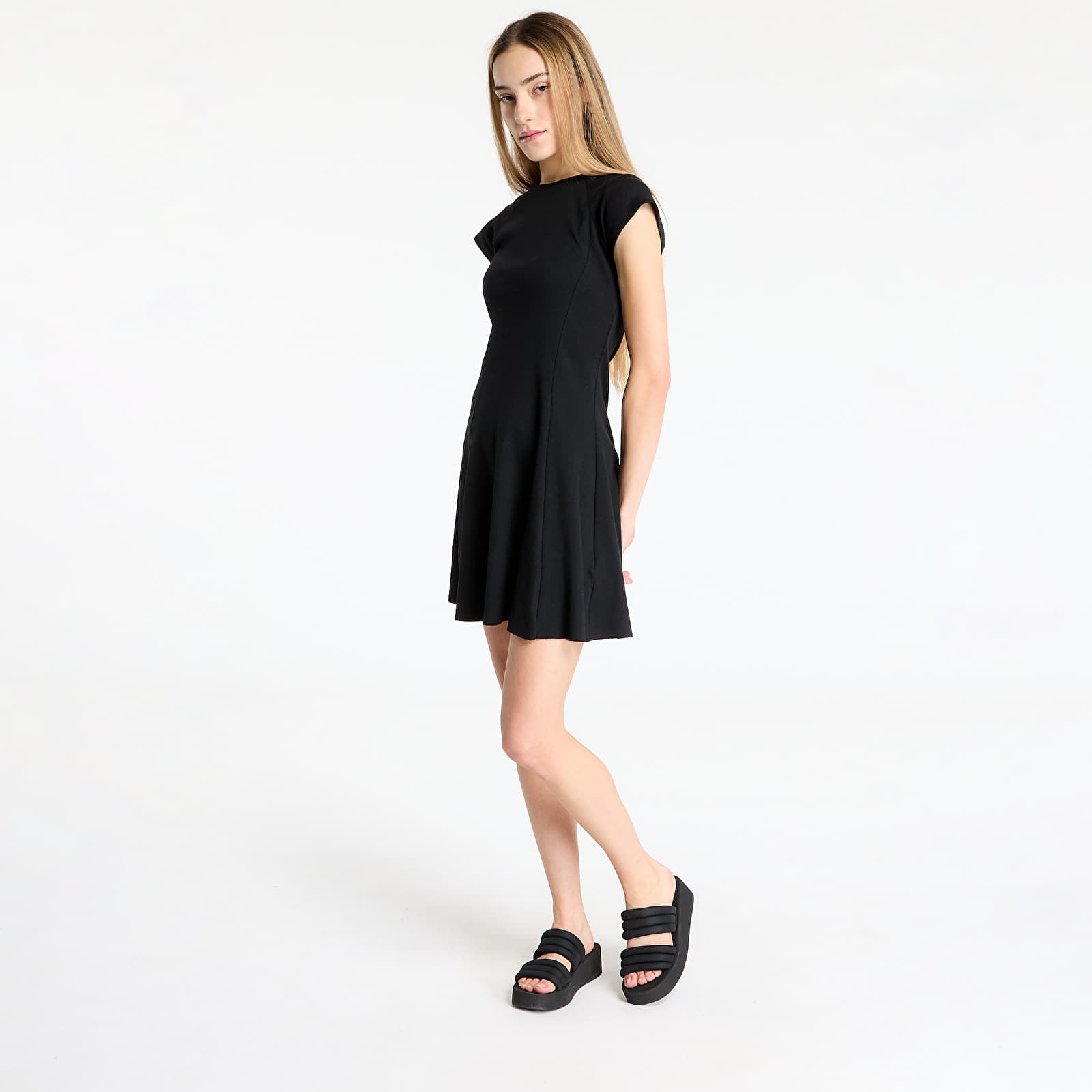 Kleider Urban Classics Ladies Skater Rib Dress Black
