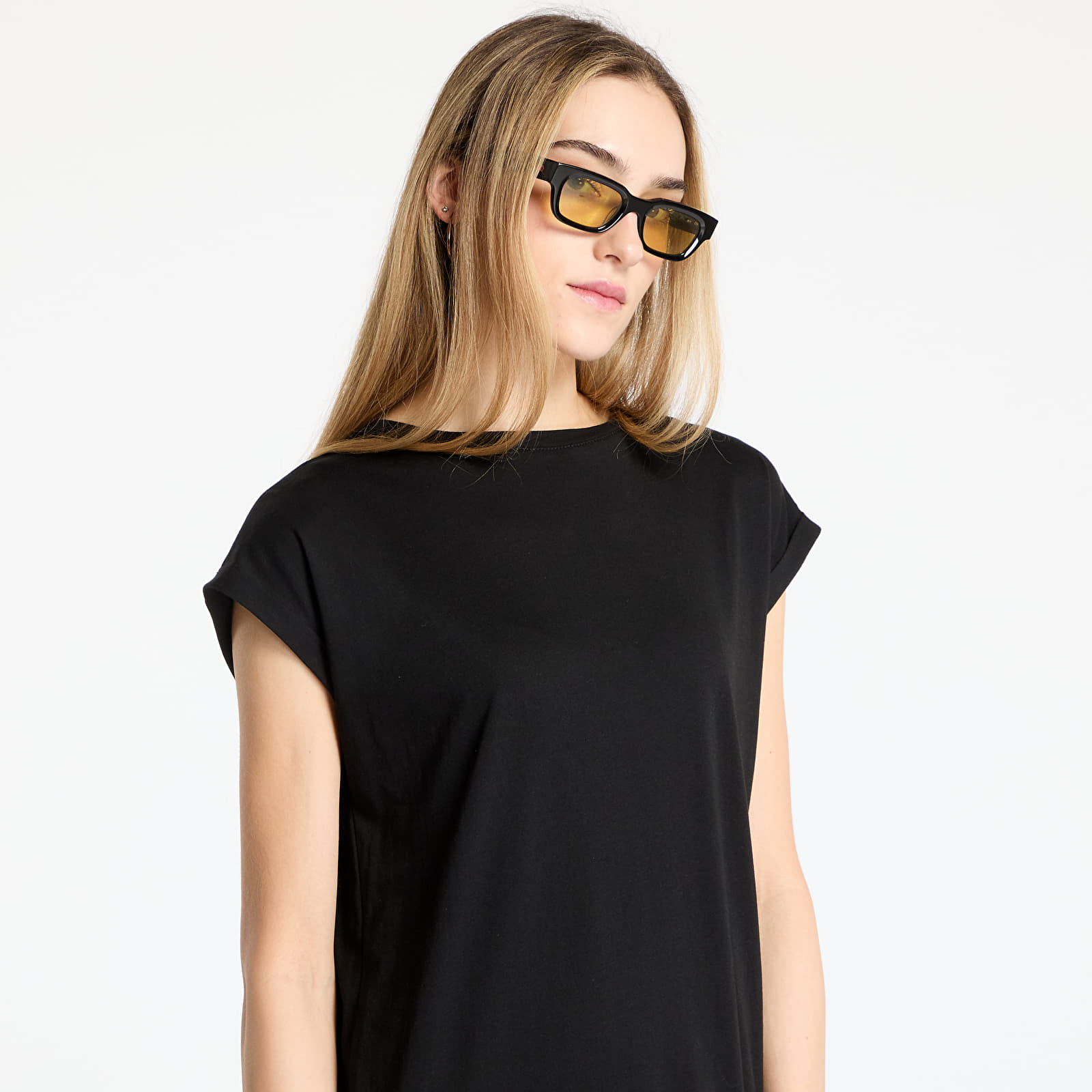 Kleider Urban Classics Ladies Viscose Extended Shoulder Dress Black