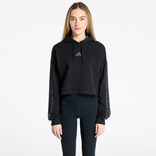 Sweatshirt adidas Essentials 3 Stripes Print French Terry Hoodie Black