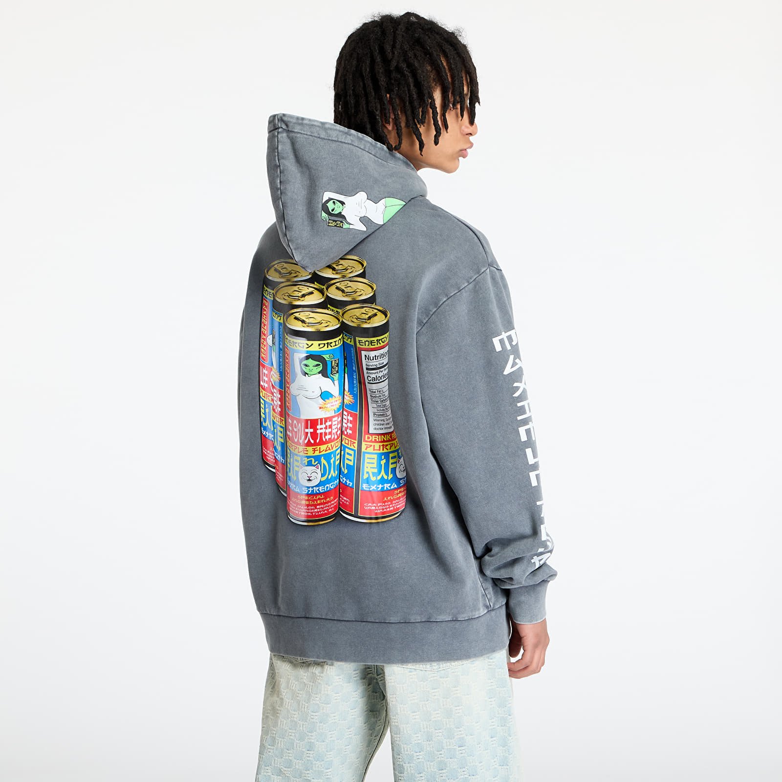 Men's sweatshirts RIPNDIP Nerms Cans Hoodie Charcoal Vintage Wash