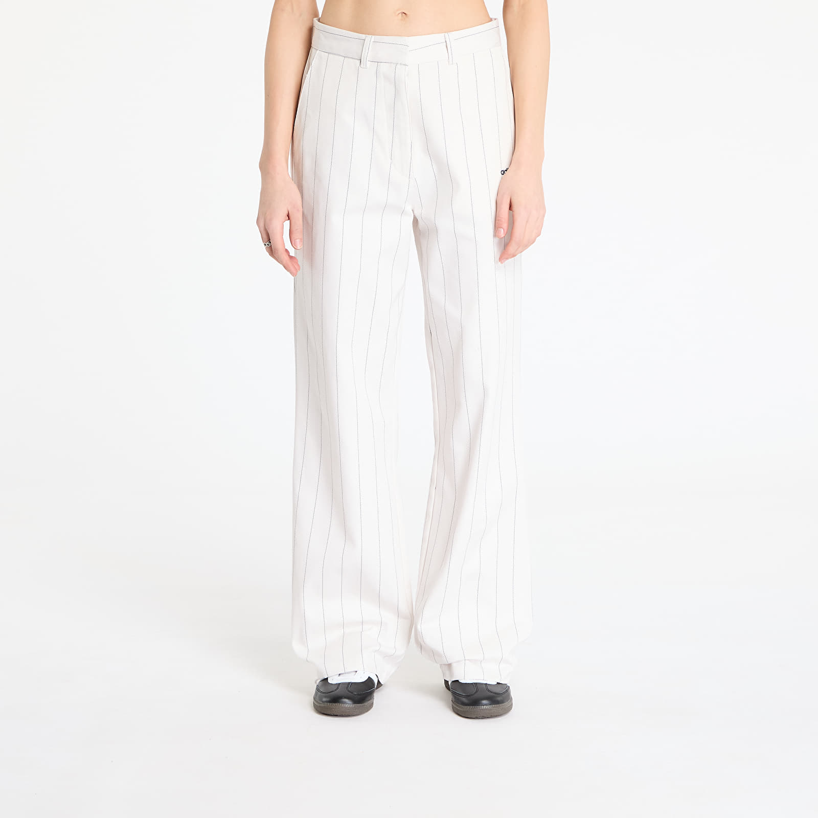 Women's Trousers adidas Pinstripe Twill Loose Pants White/ Off White/ Night Indigo