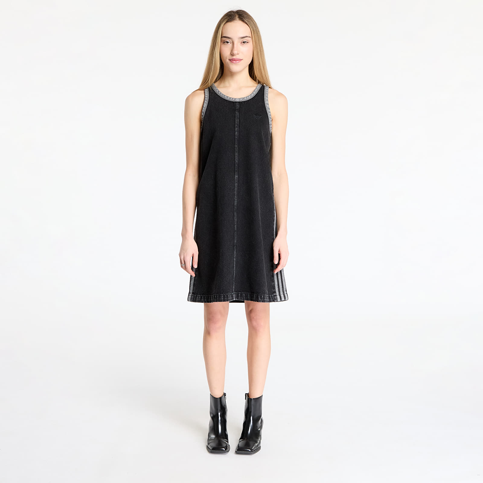 Vestido adidas Adicolor Denim 3 Stripes Tank Dress Black/ True Black Denim