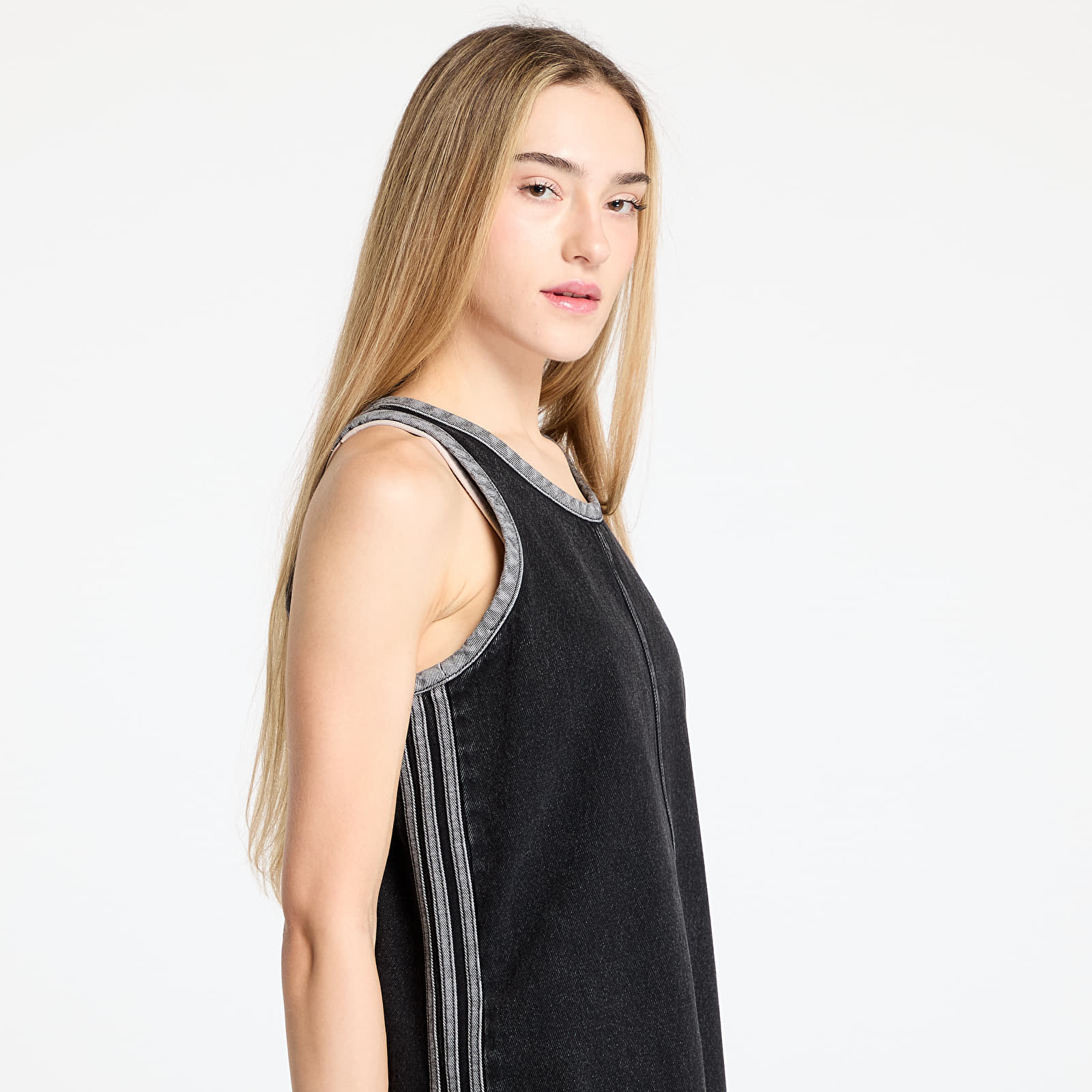 Vestido adidas Adicolor Denim 3 Stripes Tank Dress Black/ True Black Denim