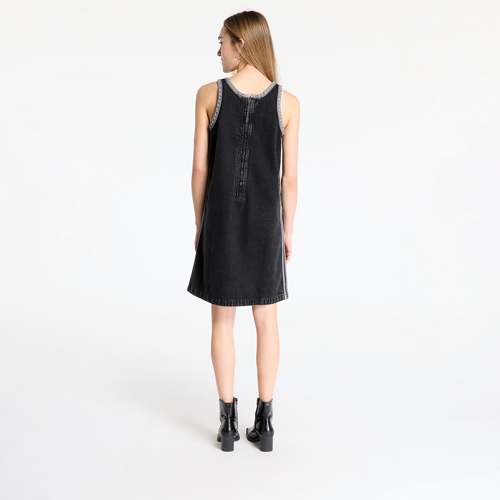 Vestido adidas Adicolor Denim 3 Stripes Tank Dress Black/ True Black Denim