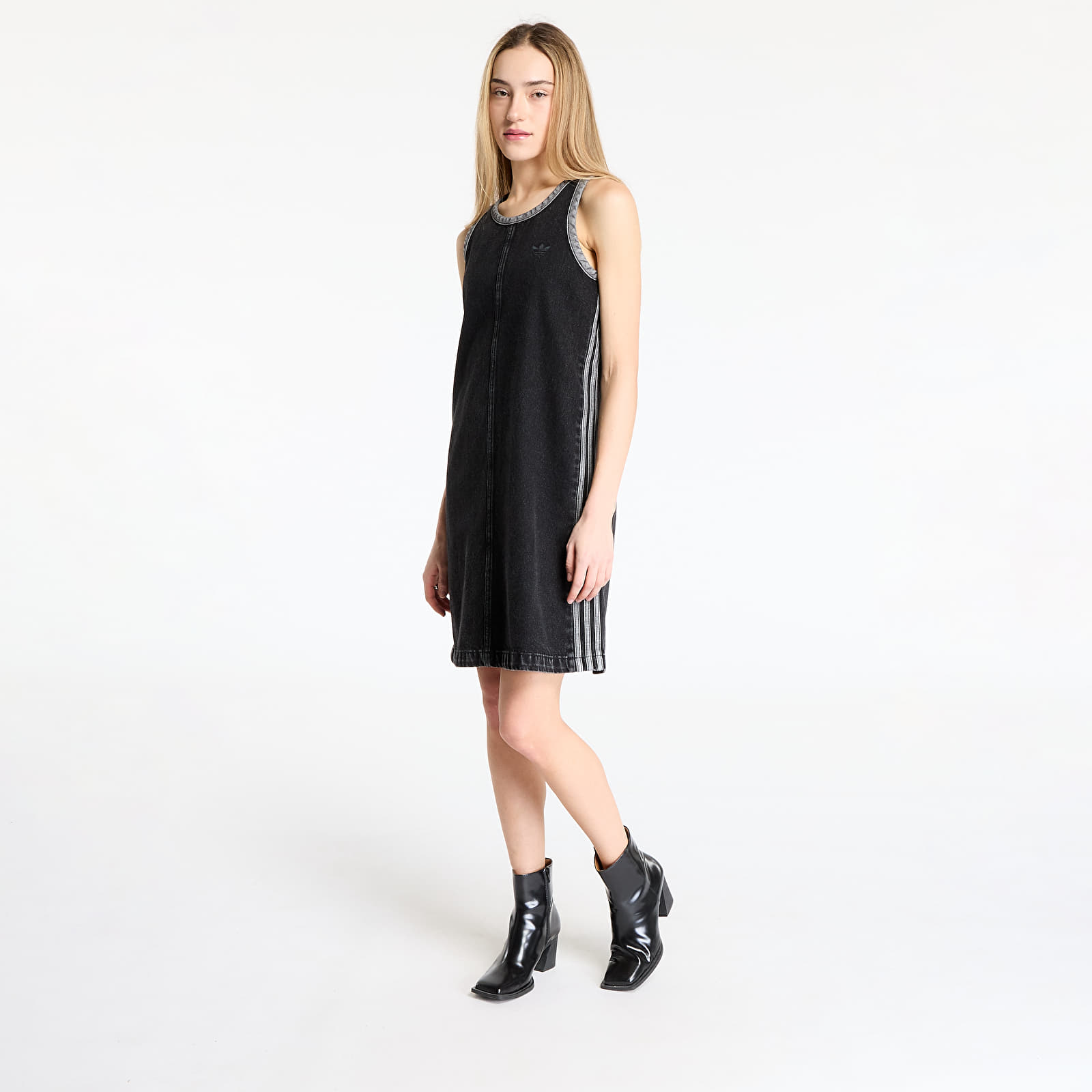 Vestido adidas Adicolor Denim 3 Stripes Tank Dress Black/ True Black Denim