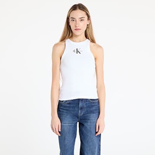 Calvin Klein Jeans Monologo Rib Tank Top White