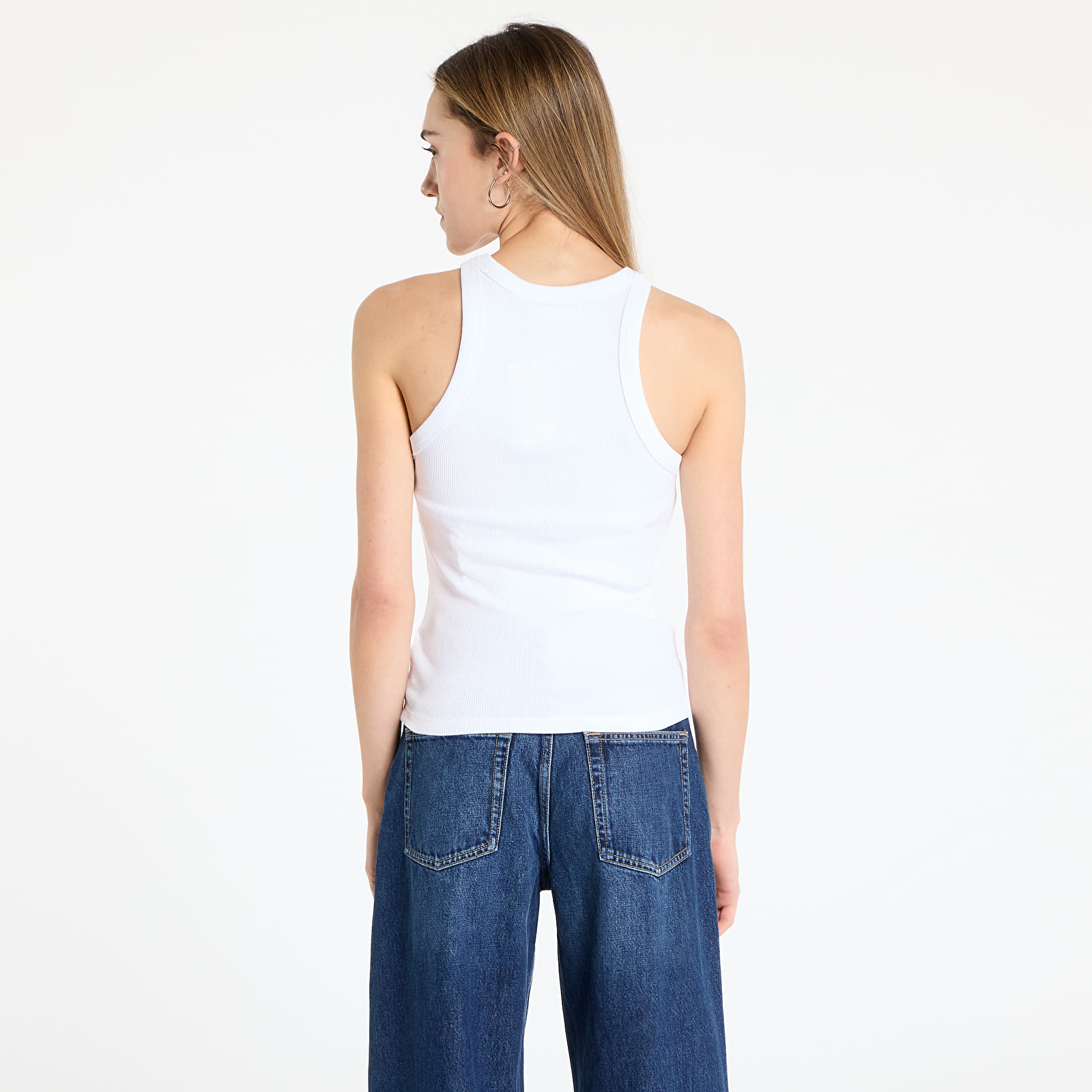 Ženske majice s kratkimi rokavi Calvin Klein Jeans Monologo Rib Tank Top White