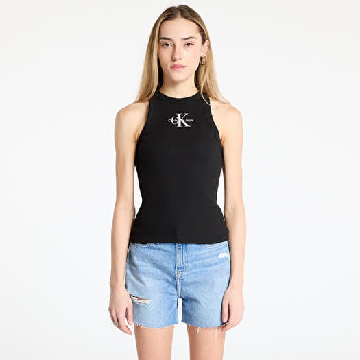 Calvin Klein Jeans Monologo Rib Tank Top Black