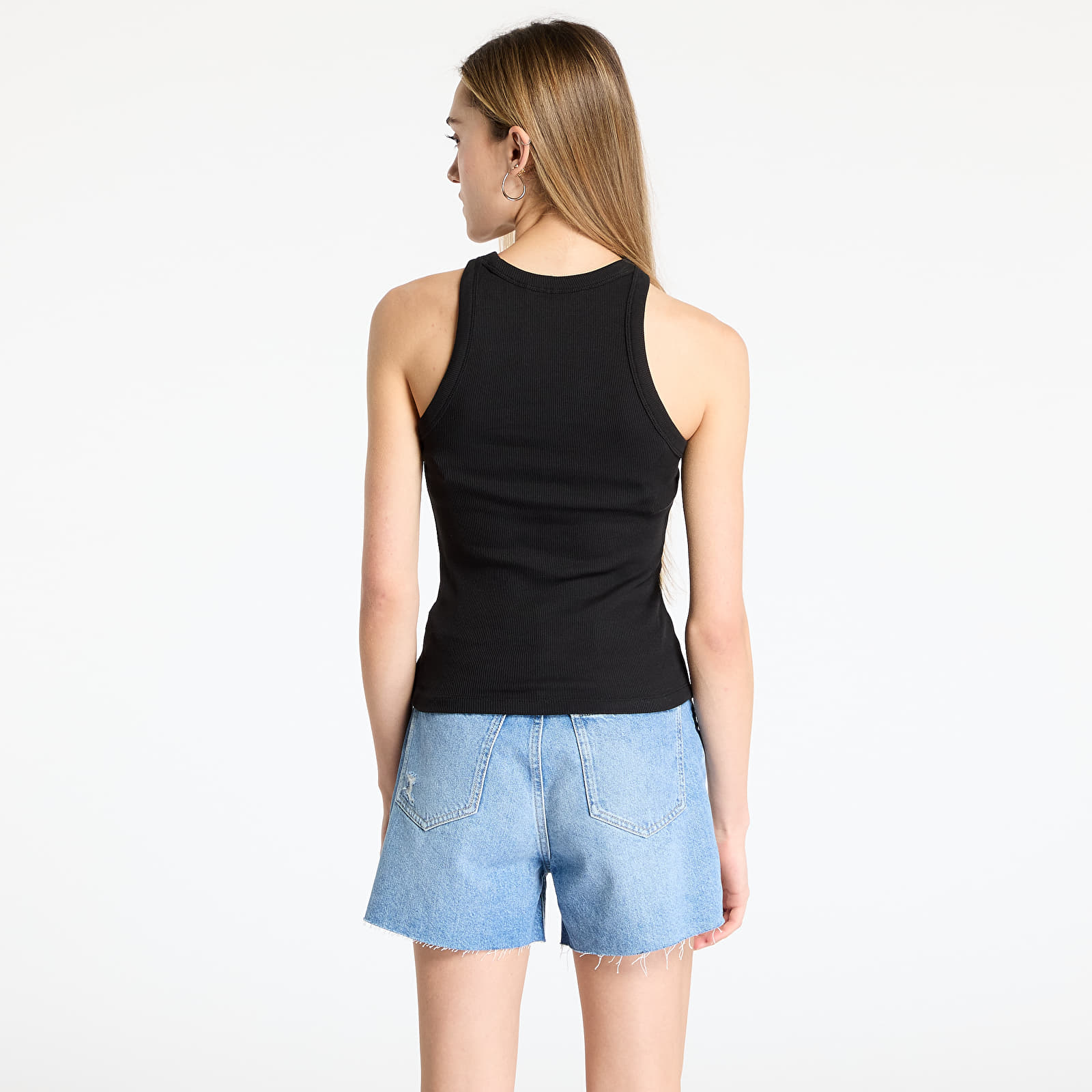 Ženske majice s kratkimi rokavi Calvin Klein Jeans Monologo Rib Tank Top Black