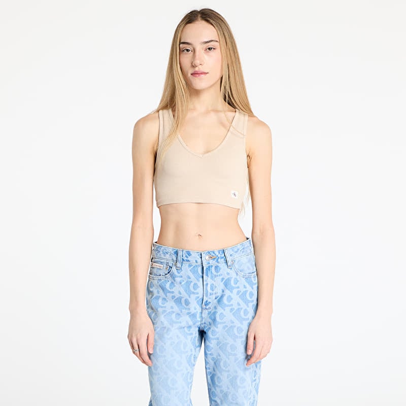 Top Calvin Klein Jeans Washed Woven Label Top Beige