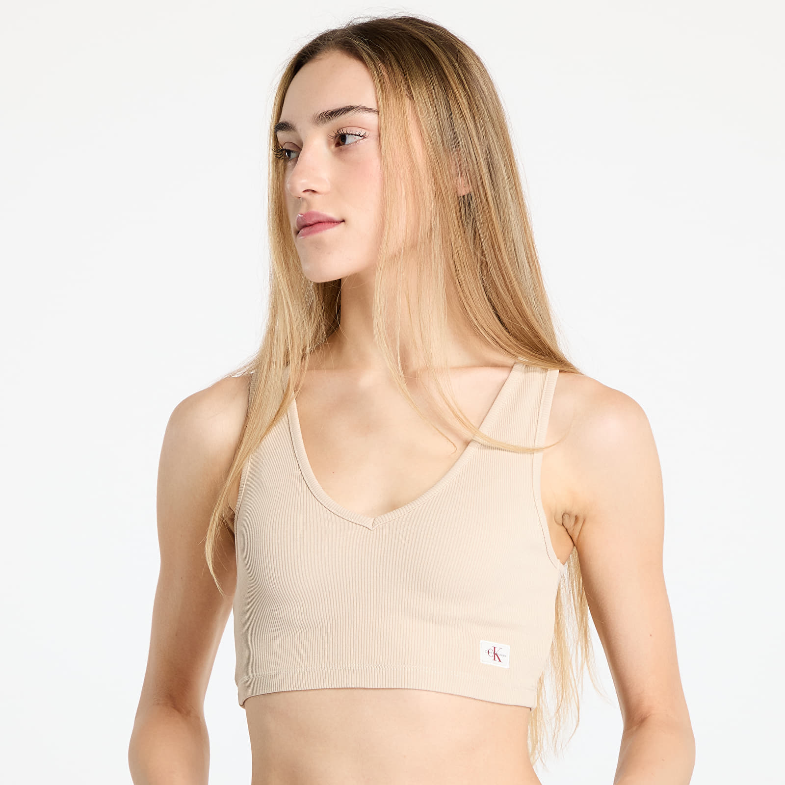 Dames tops Calvin Klein Jeans Washed Woven Label Top Beige