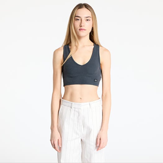 Calvin Klein Jeans Washed Woven Label Top Gray