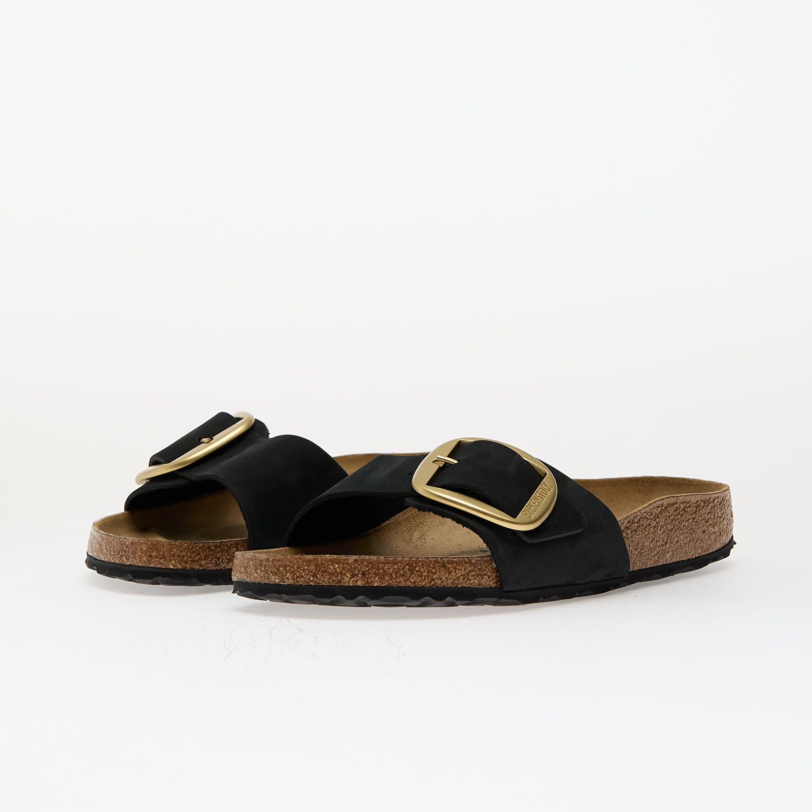 Naiste tossud ja kingad Birkenstock Madrid Big Buckle Nubuk Leather Black