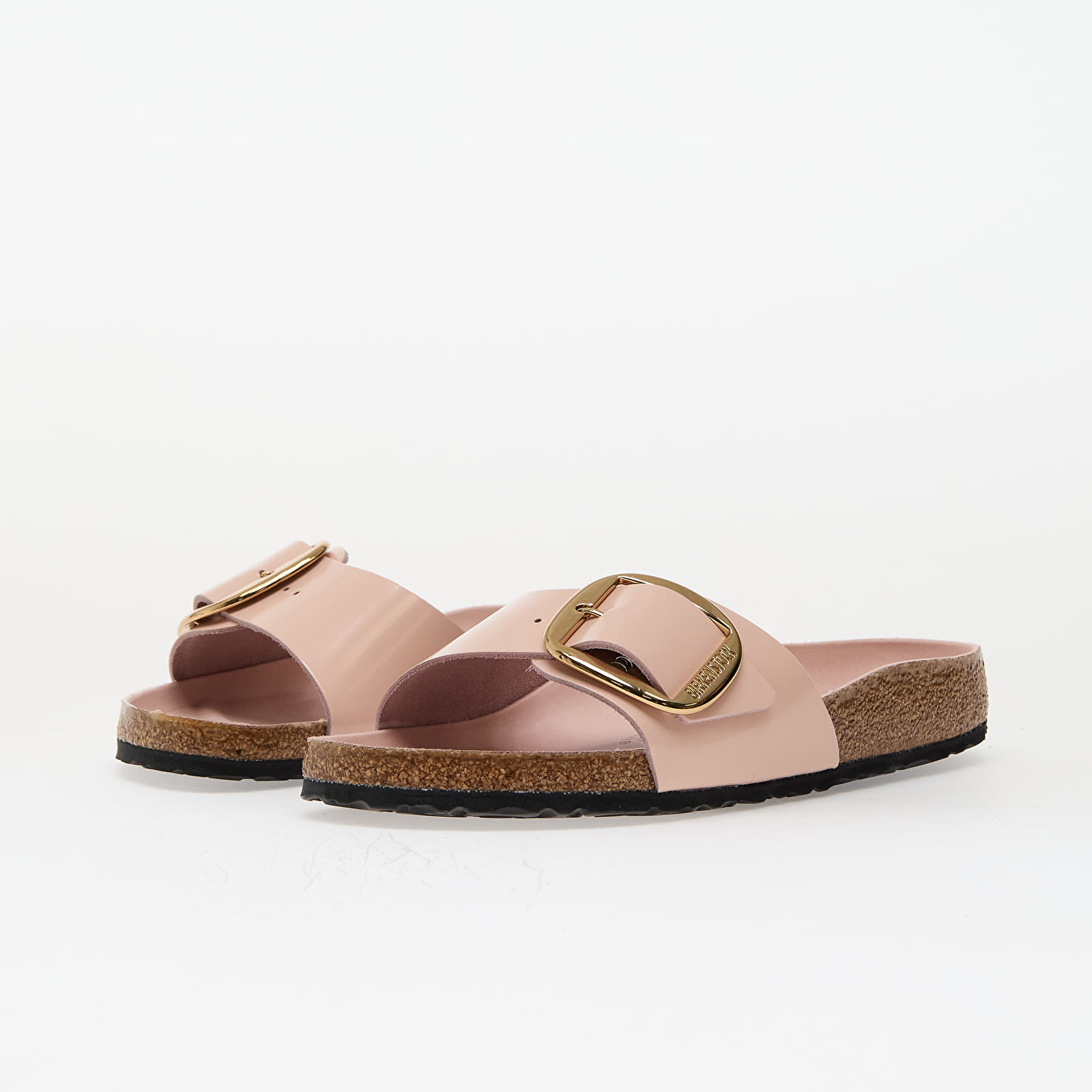Sneakers und Schuhe für Frauen Birkenstock Madrid Big Buckle Natural Leather Patent High-Shine Light Rose
