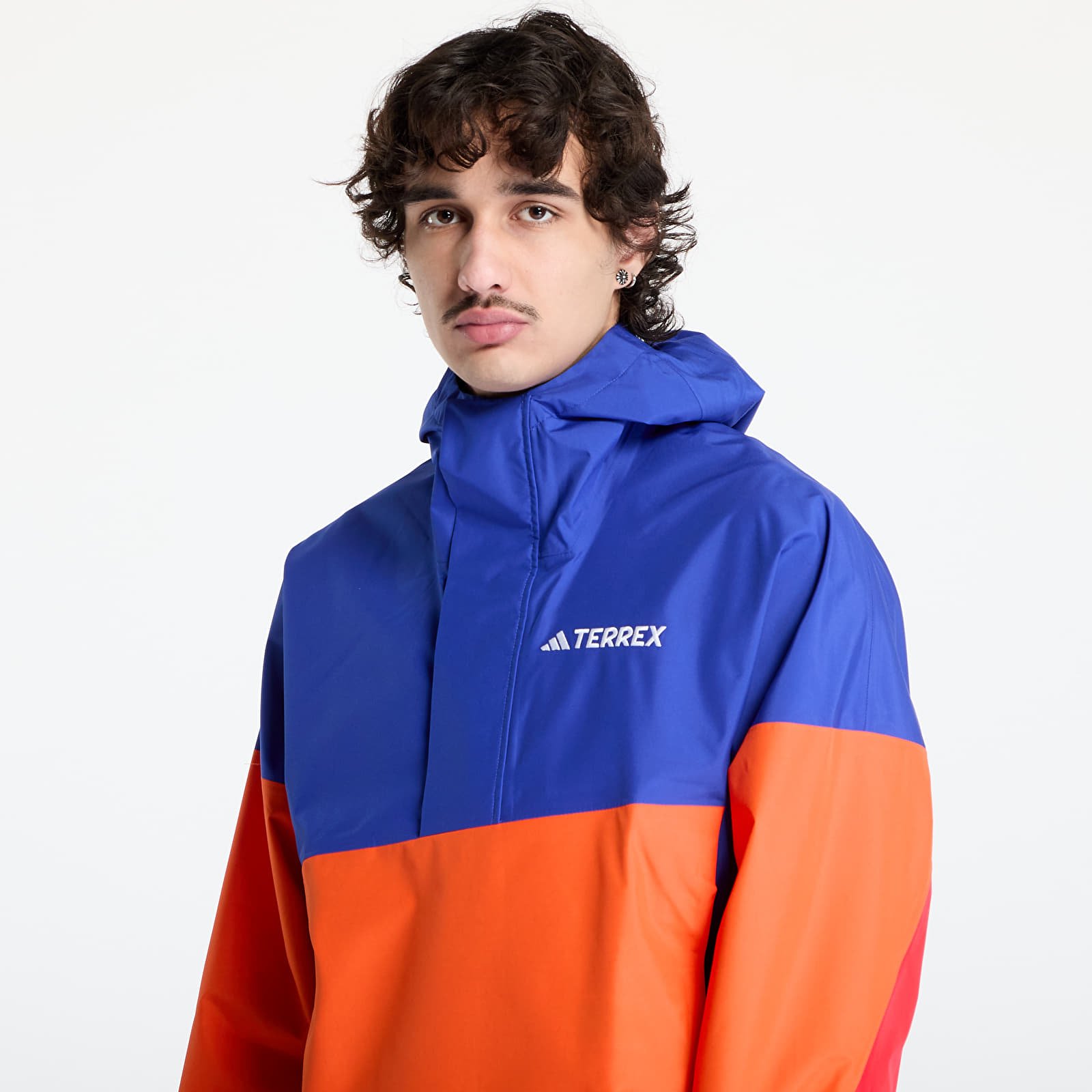 Men's windbreakers adidas Terrex Xploric 2.5 Layer Climaproof Anorak Blue/ Semi Lucid Blue/ Semi Impact Orange