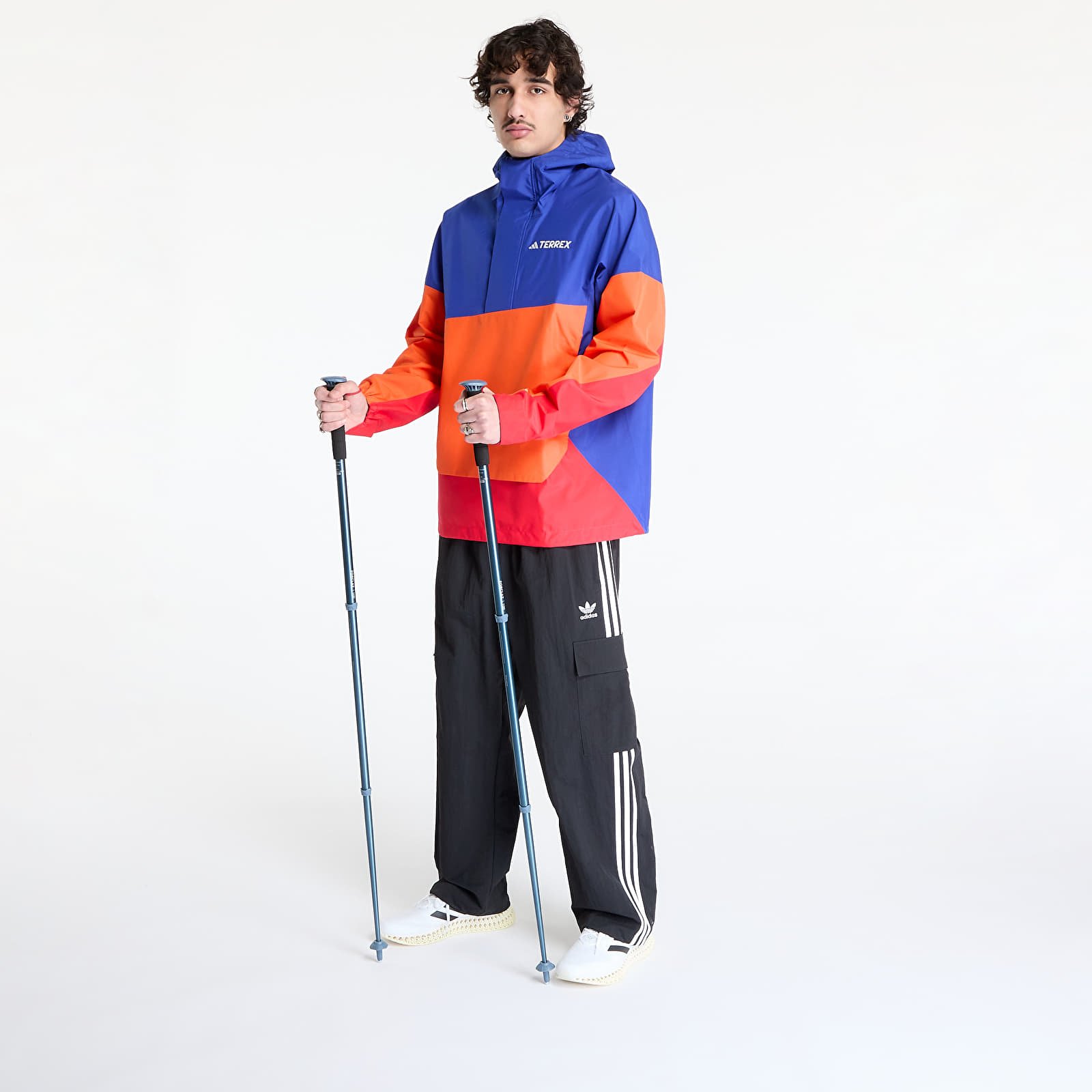 Men's windbreakers adidas Terrex Xploric 2.5 Layer Climaproof Anorak Blue/ Semi Lucid Blue/ Semi Impact Orange