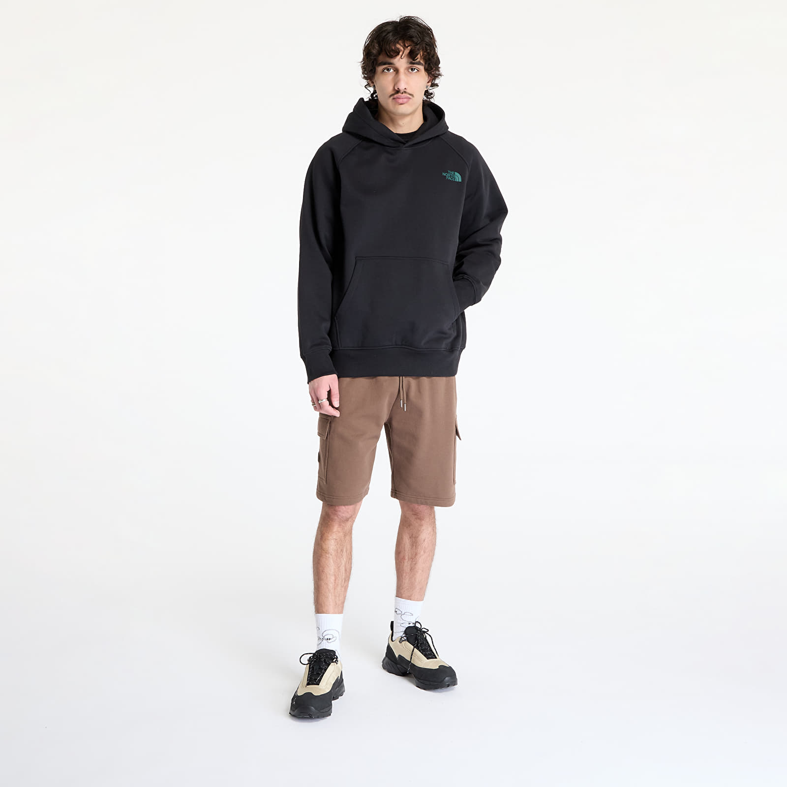 Muške majice The North Face Raglan Box Nse Tailgrid Infill Hoodie TNF Black/ Deep Nori Tra