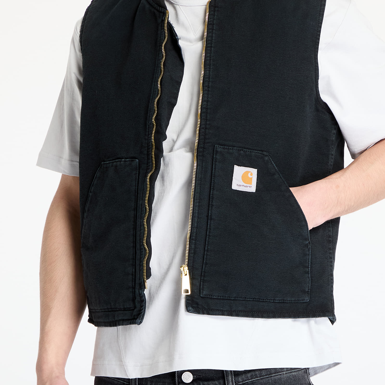 Gilets pour hommes Carhartt WIP Classic Vest UNISEX Black Stone Canvas