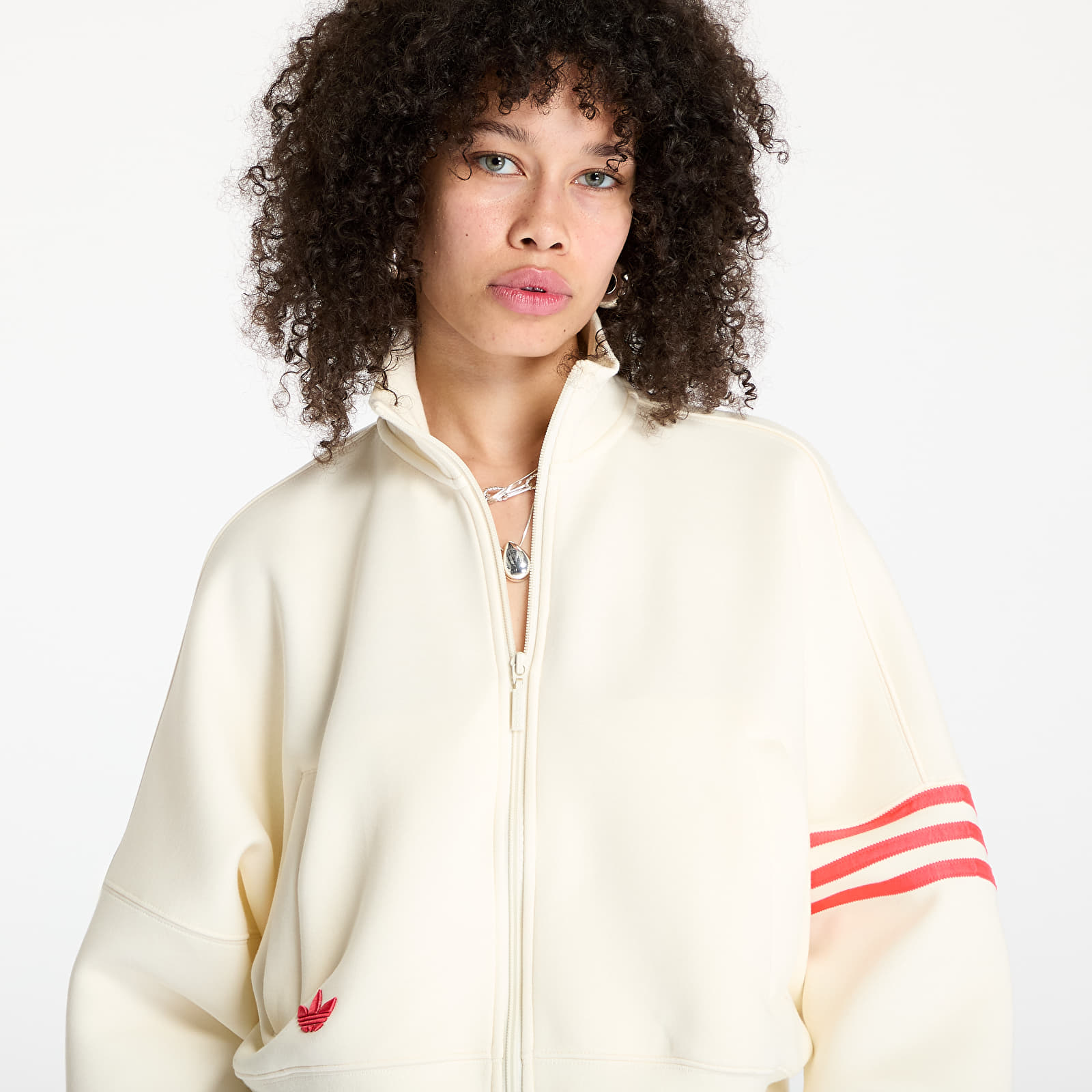 Ženske majice adidas Neuclassics Track Top Cream White/ Real Coral