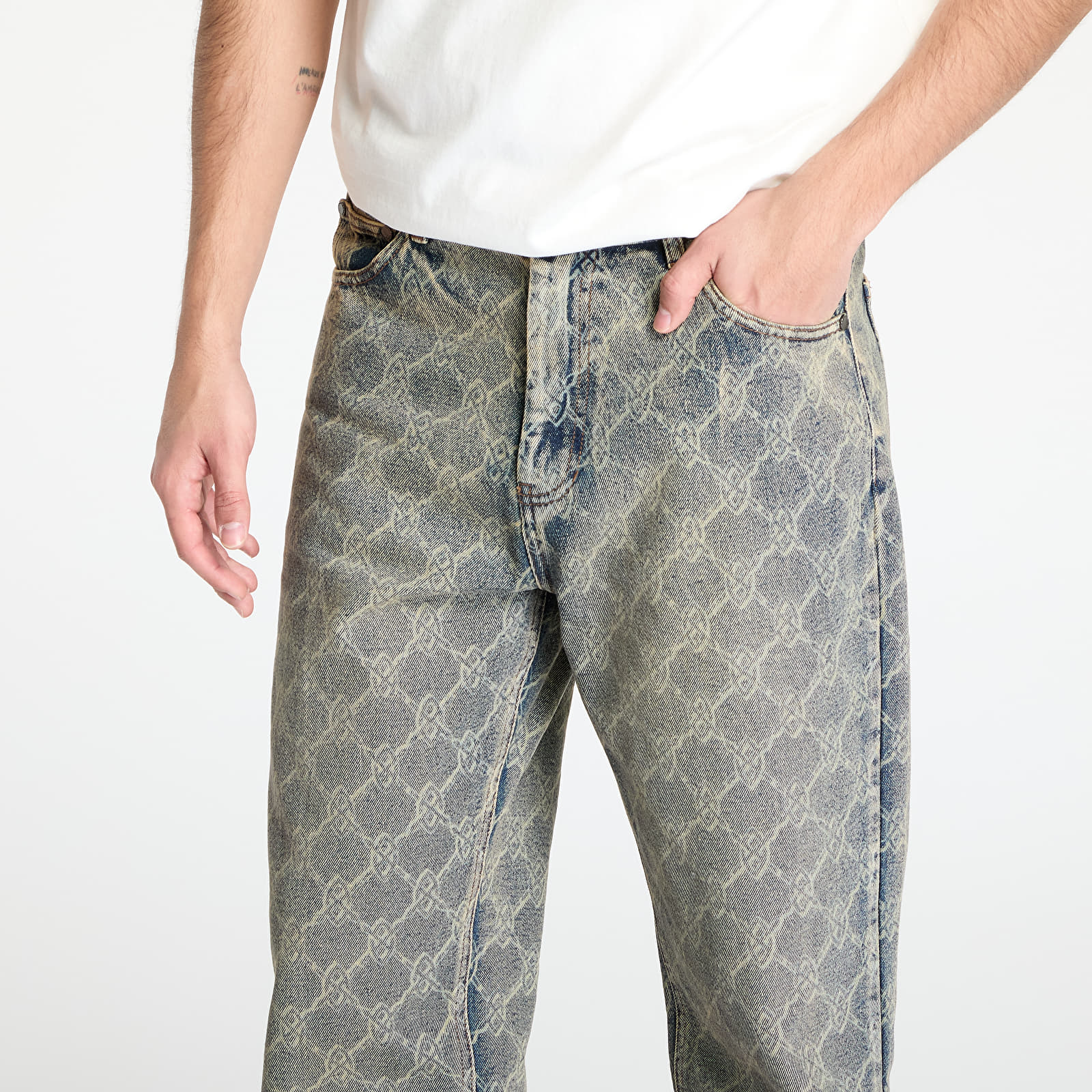 Men's jeans Daily Paper Shield Laser Washed Jeans Blue