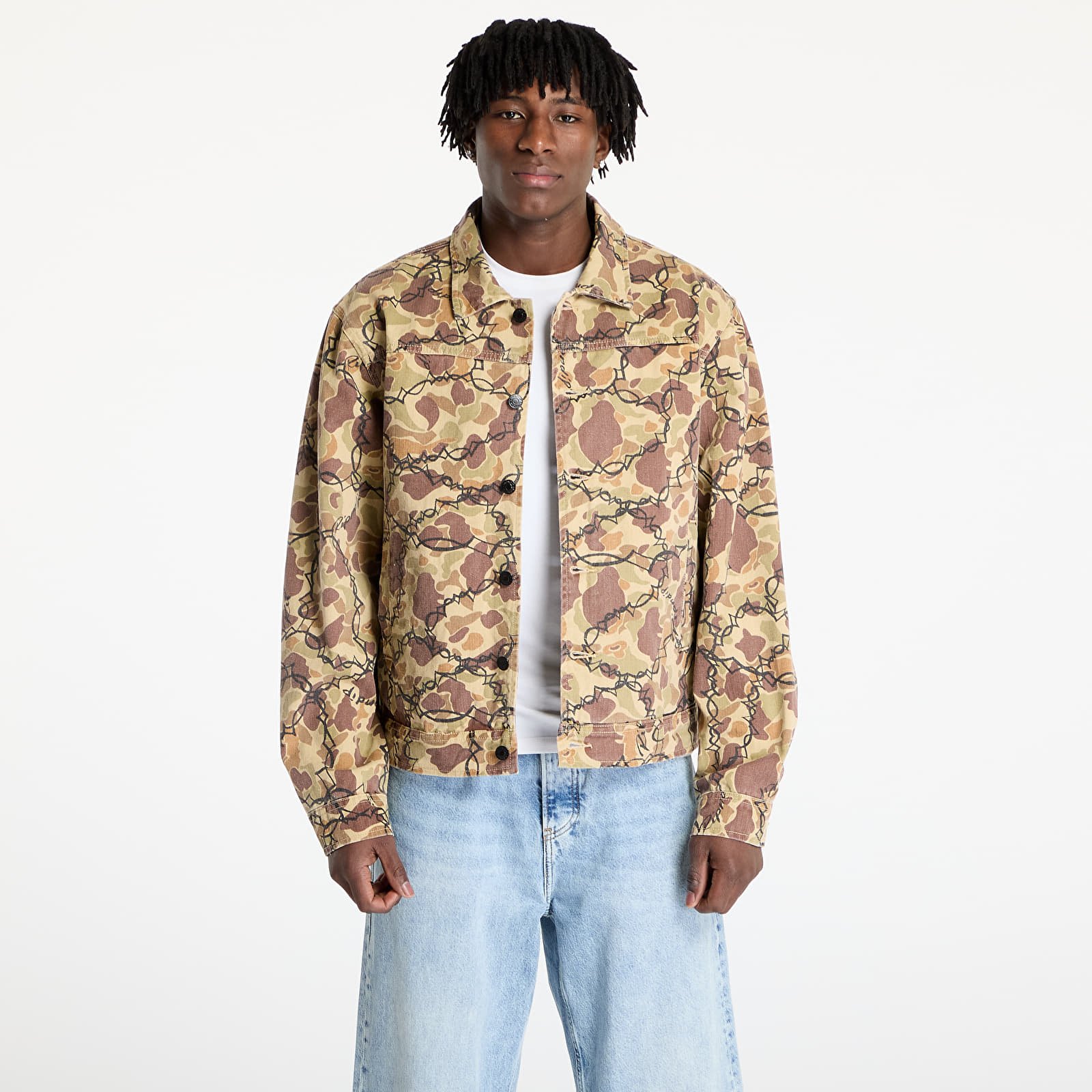 Herenjassen RIPNDIP Wired Button Up Jacket Tan Camo