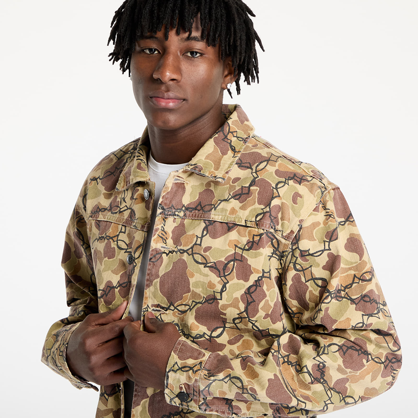 Herenjassen RIPNDIP Wired Button Up Jacket Tan Camo