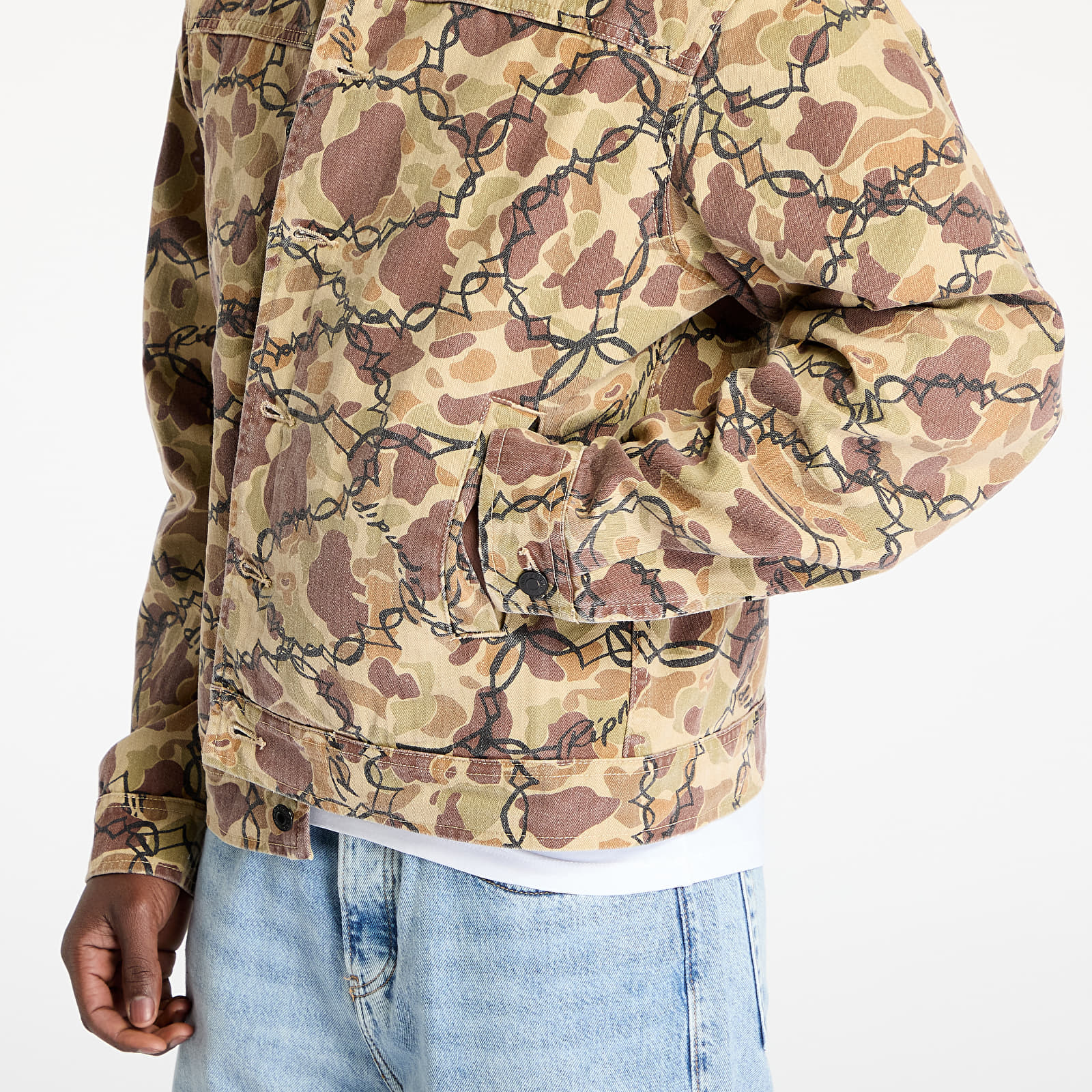 Herenjassen RIPNDIP Wired Button Up Jacket Tan Camo