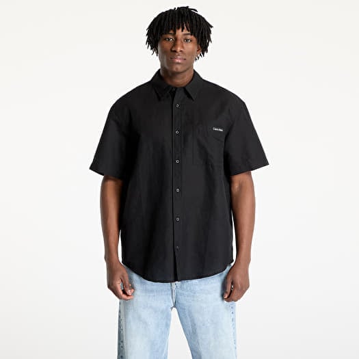 Calvin Klein Jeans Linen Cotton Shortsleeve Shirt Black