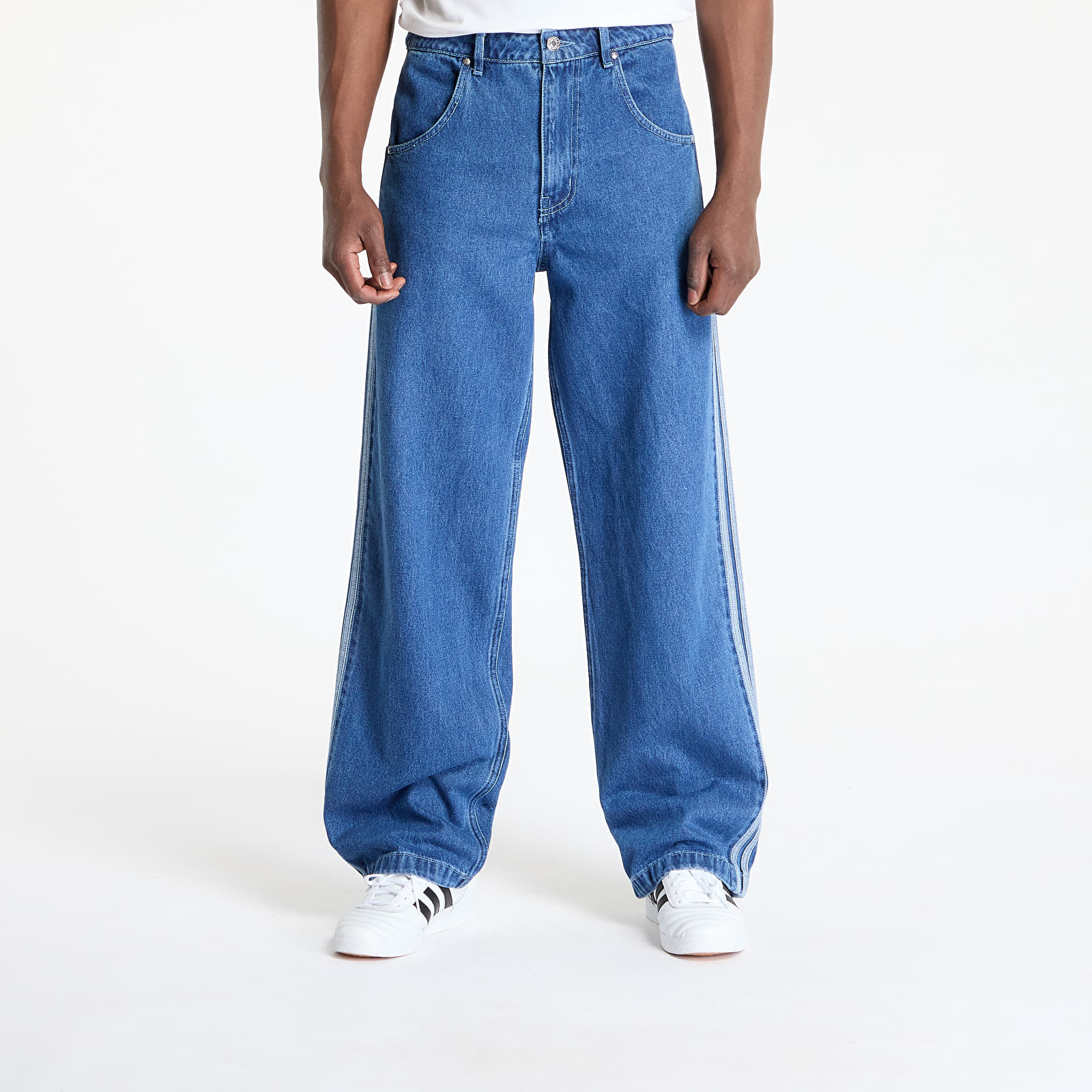 Pánské kalhoty adidas Firebird Adicolor Denim  Pants Medium Blue Denim