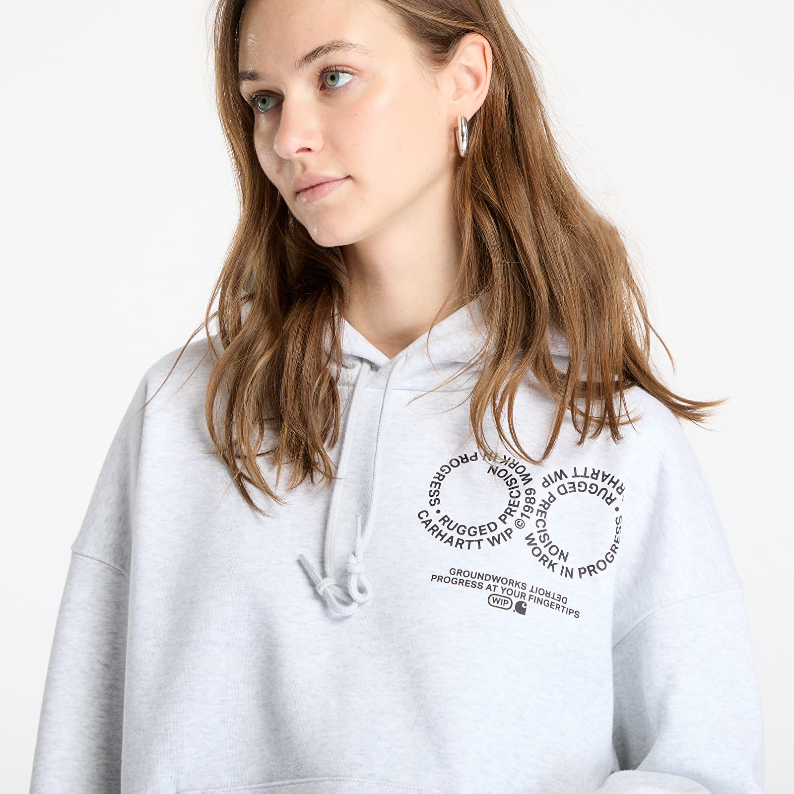 Мъжки потници Carhartt WIP Hooded Rotation Sweat UNISEX Ash Heather/ Black