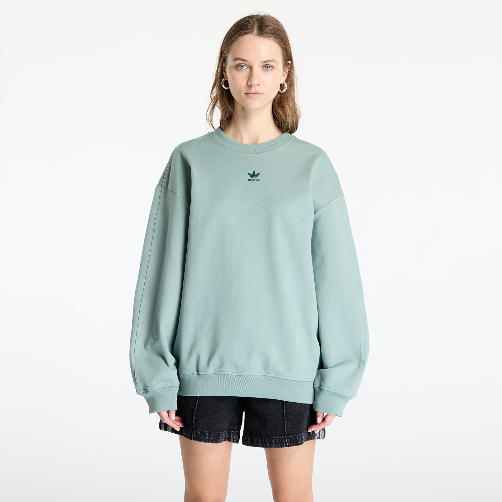 Women's Sweatshirts adidas Essentials Oversized French Terry Sweatshirt Silver Green