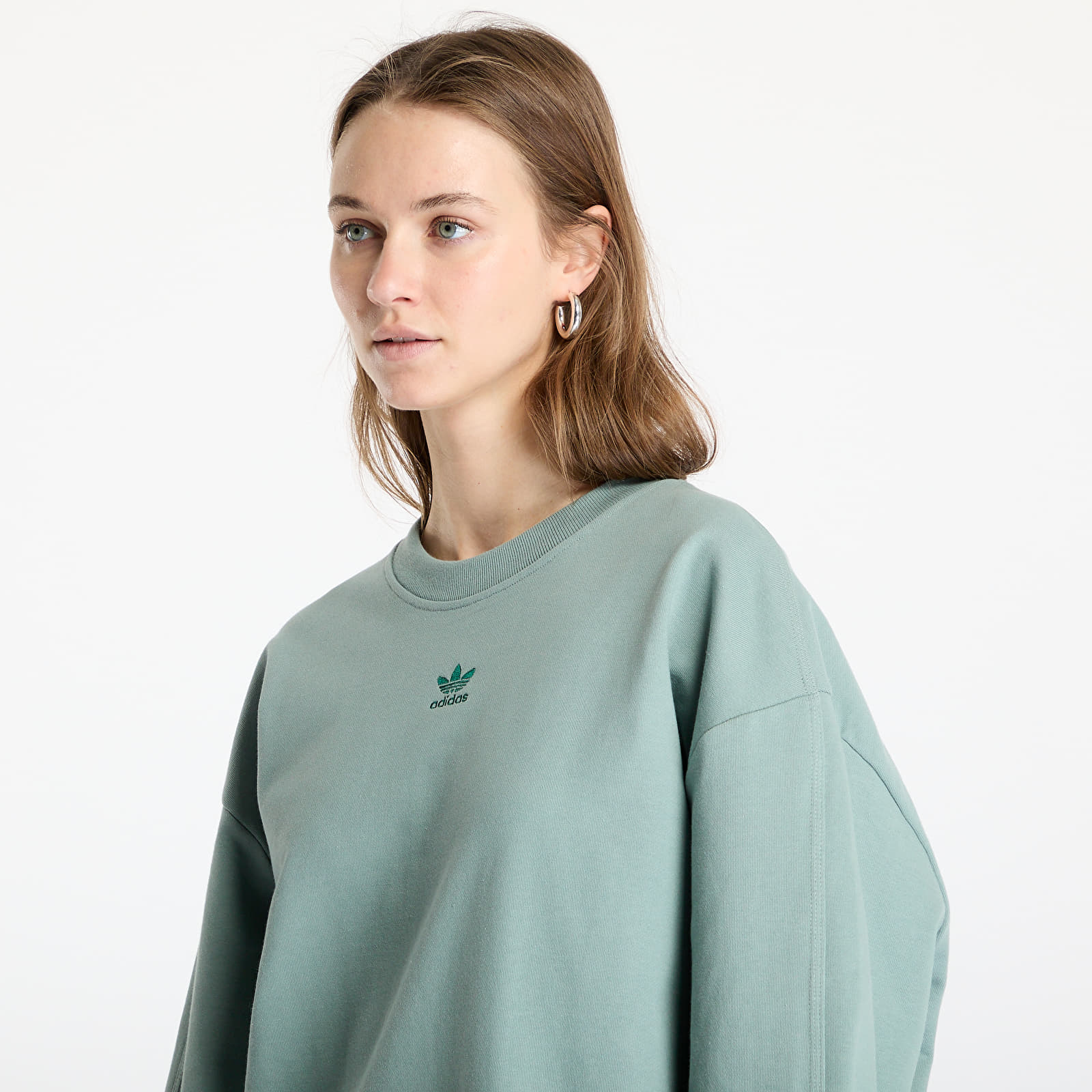 Women's Sweatshirts adidas Essentials Oversized French Terry Sweatshirt Silver Green