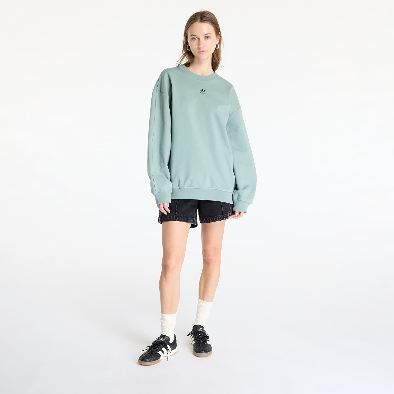 Women's Sweatshirts adidas Essentials Oversized French Terry Sweatshirt Silver Green