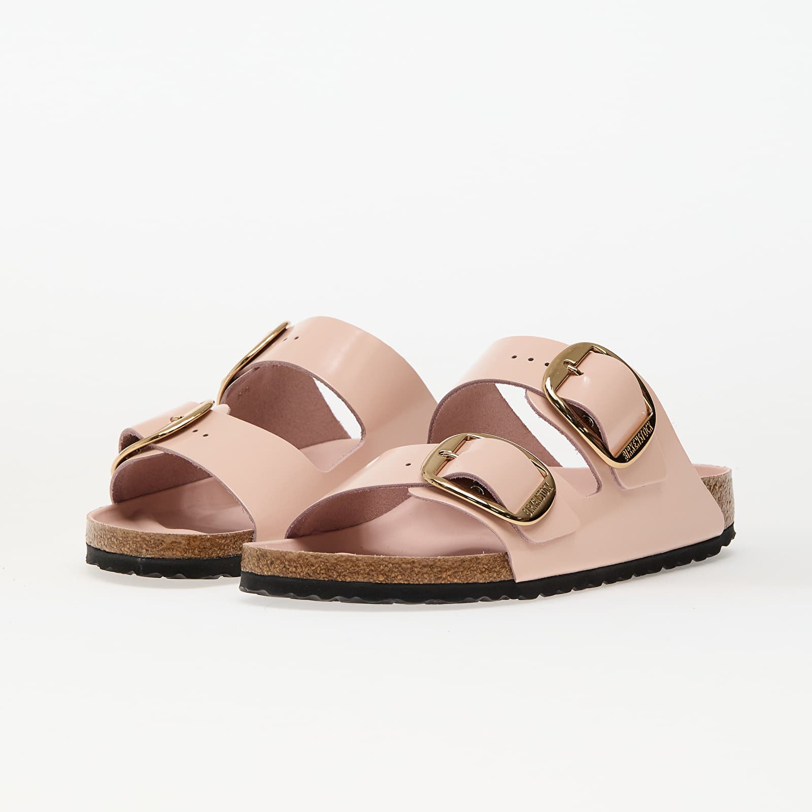 Sneakers und Schuhe für Frauen Birkenstock Arizona Big Buckle Natural Leather Patent High-Shine Light Rose
