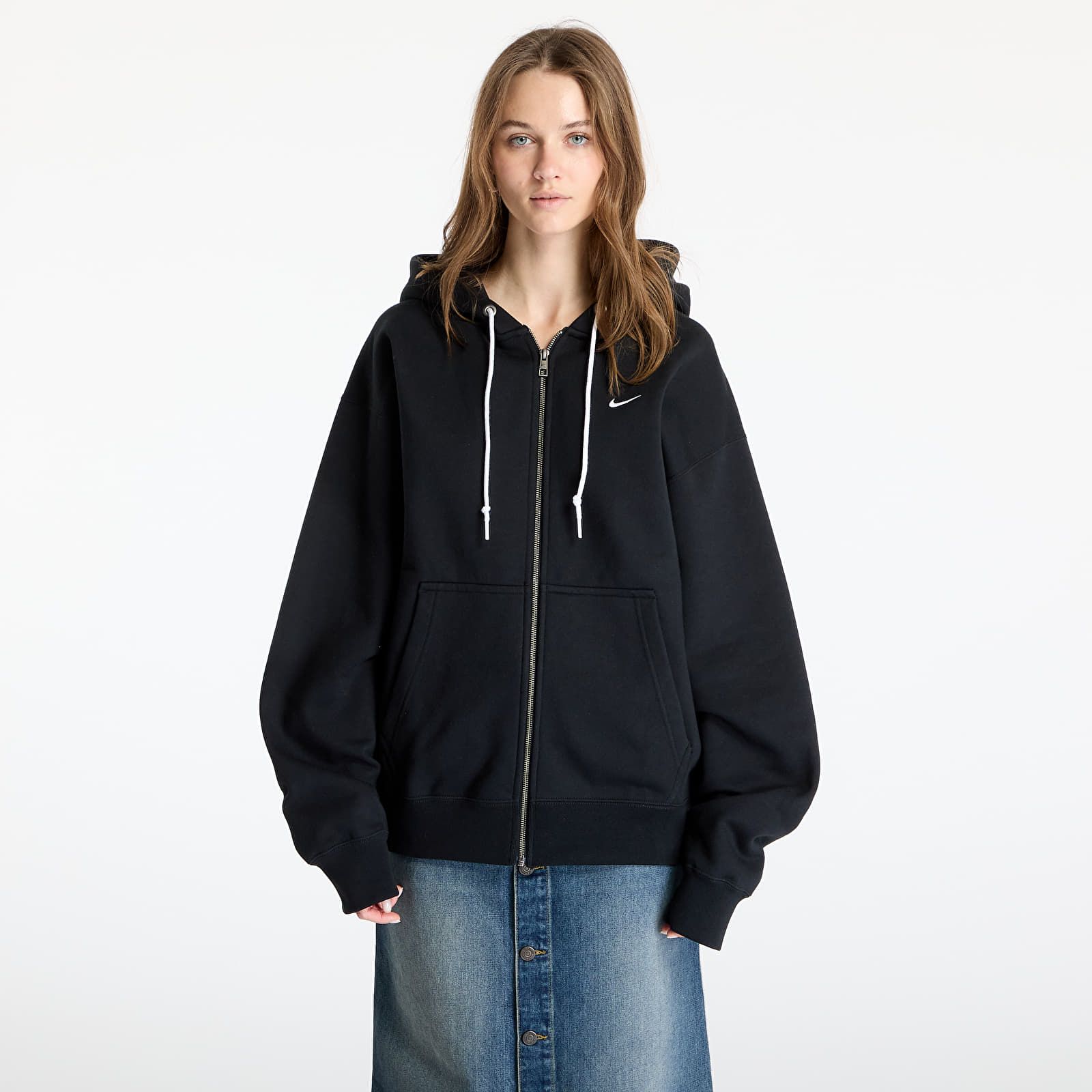 Men's sweatshirts Nike Solo Swoosh Full-Zip Hoodie UNISEX Black/ White