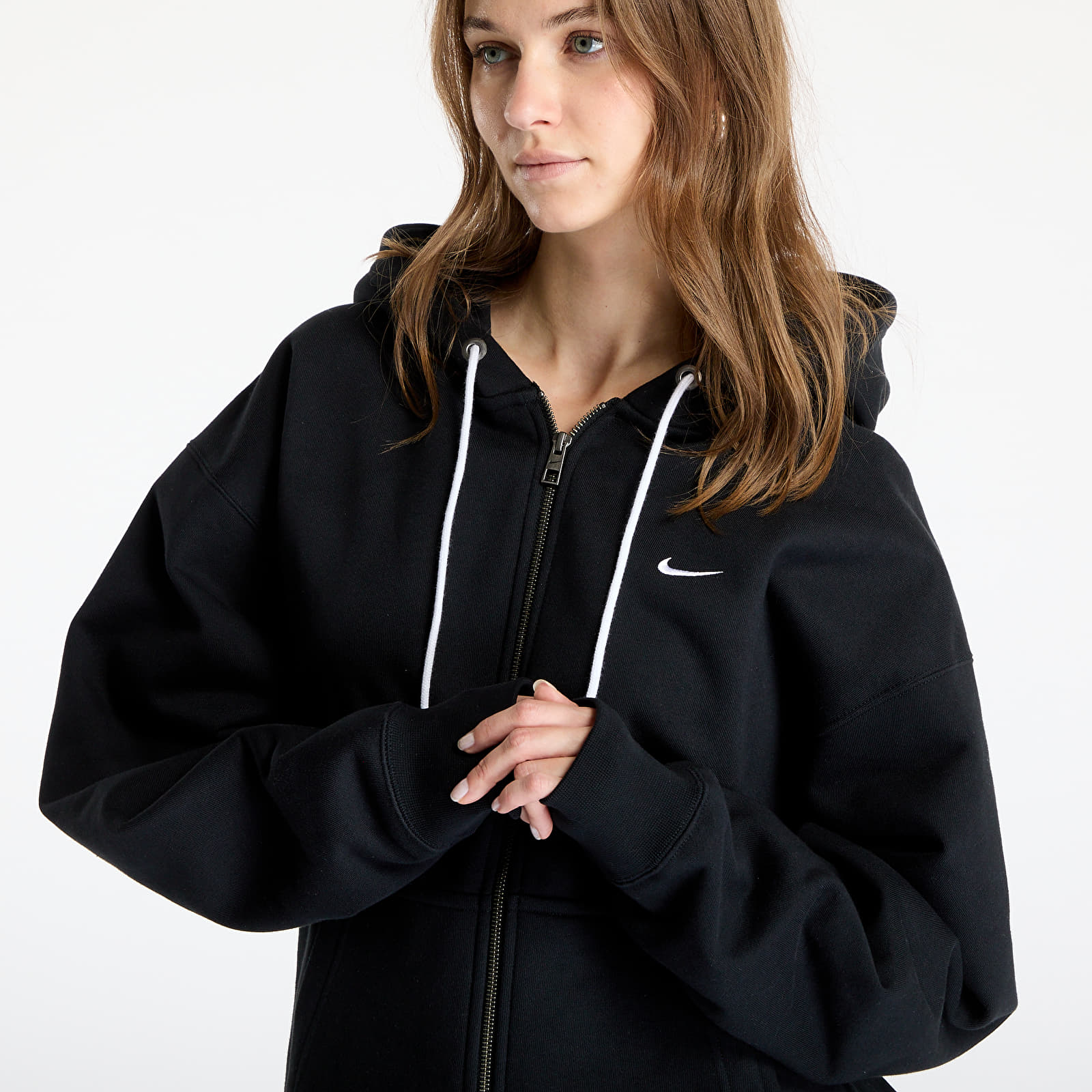 Men's sweatshirts Nike Solo Swoosh Full-Zip Hoodie UNISEX Black/ White