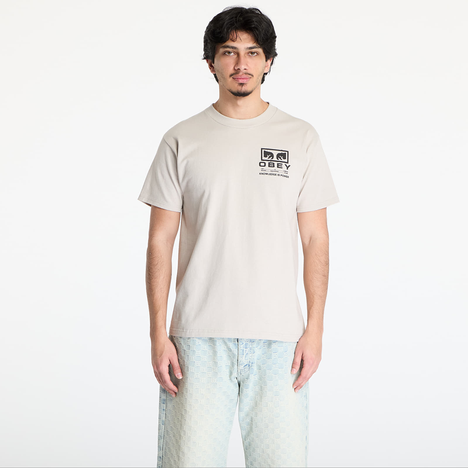 Moške majice OBEY Permission T-Shirt Silver Grey