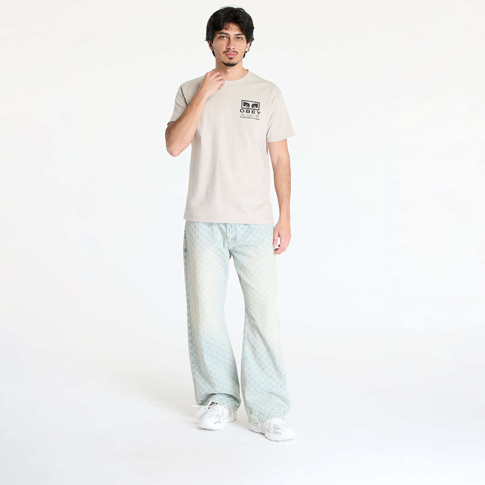 Moške majice OBEY Permission T-Shirt Silver Grey