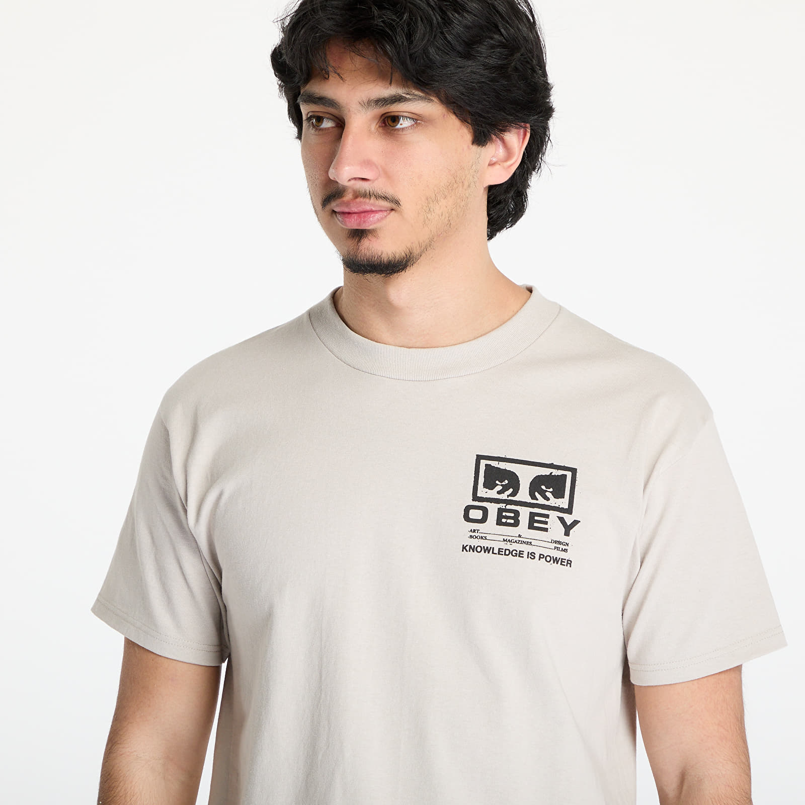 Moške majice OBEY Permission T-Shirt Silver Grey