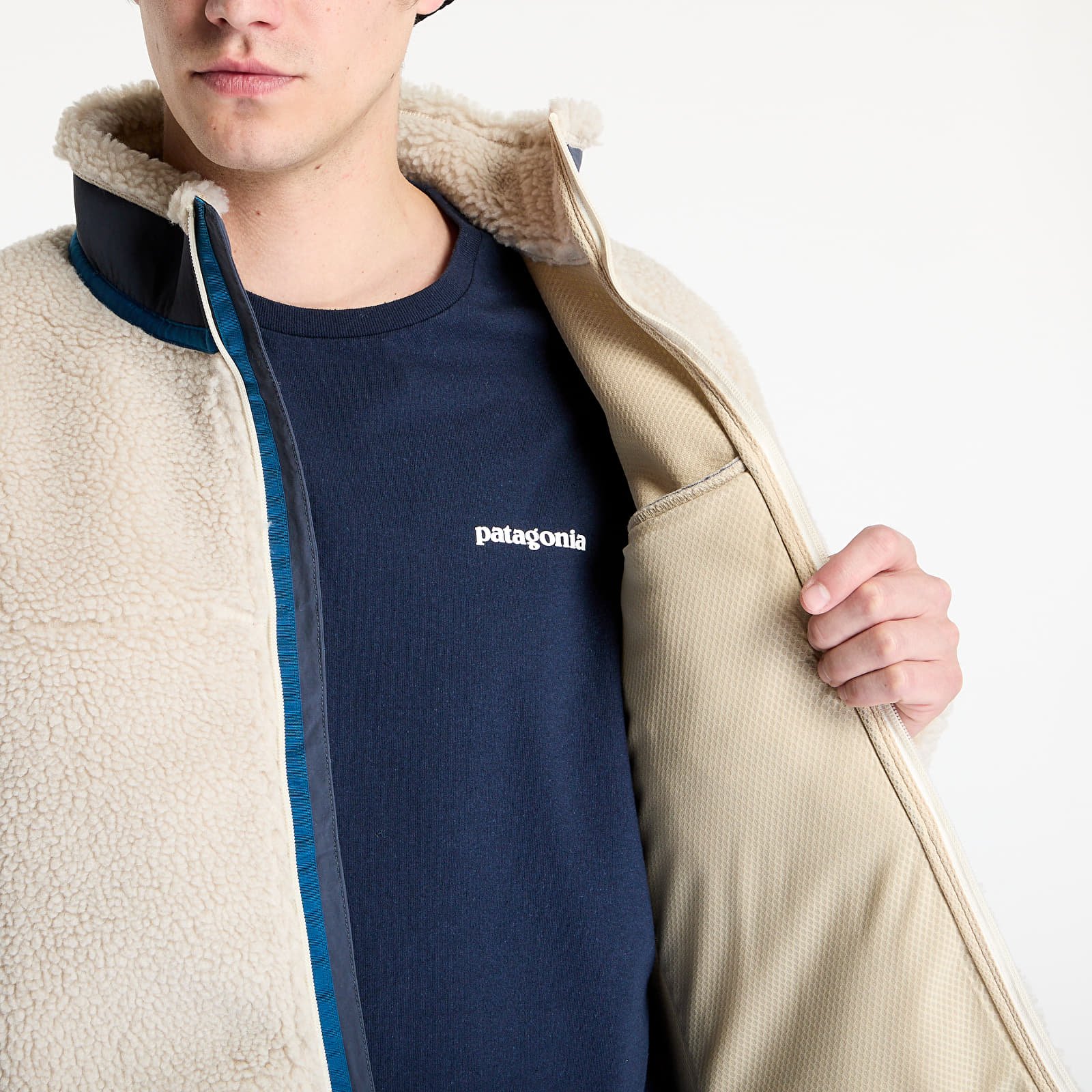 Joped Patagonia Men's Classic Retro-X Jacket Natural/ Smolder Blue