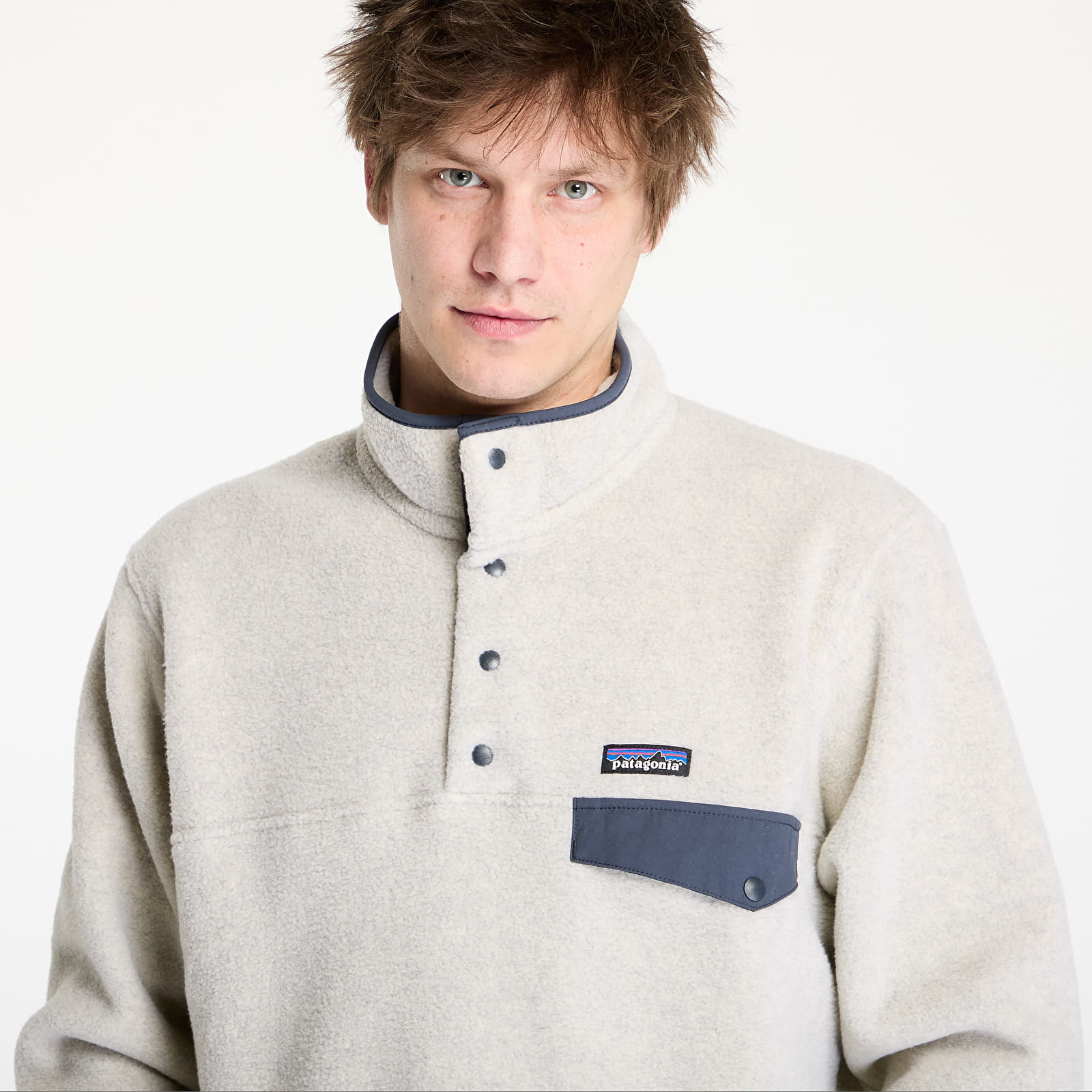 Kapuutsikud ja kampsunid Patagonia Men's Lightweight Synchilla® Snap-T® Fleece Pullover Oatmeal Heather/ Smolder Blue