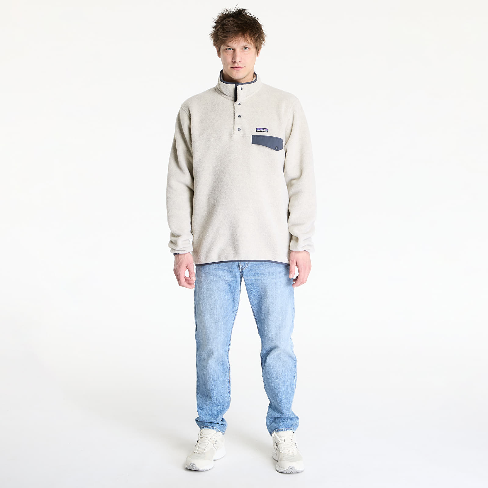 Kapuutsikud ja kampsunid Patagonia Men's Lightweight Synchilla® Snap-T® Fleece Pullover Oatmeal Heather/ Smolder Blue
