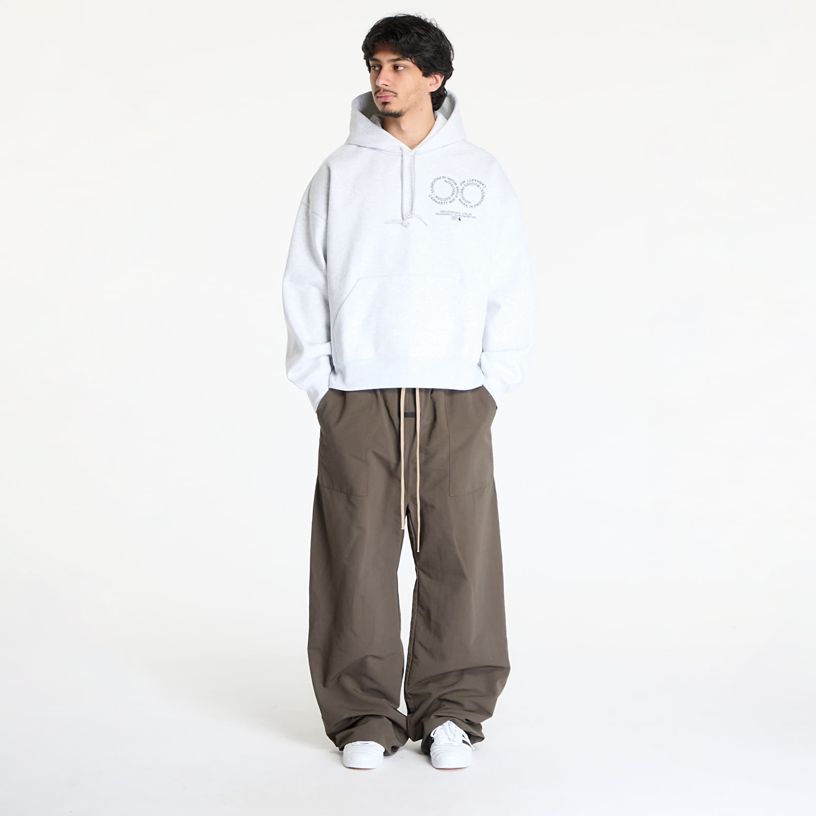Мъжки потници Carhartt WIP Hooded Rotation Sweat UNISEX Ash Heather/ Black