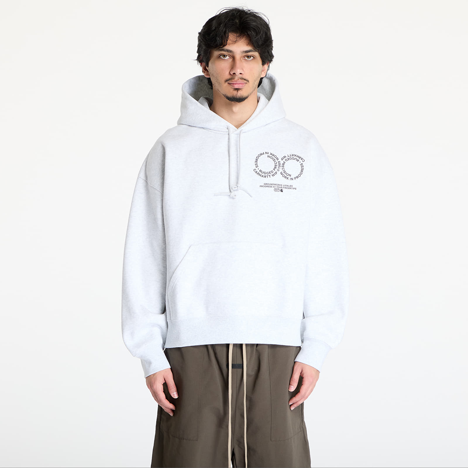 Мъжки потници Carhartt WIP Hooded Rotation Sweat UNISEX Ash Heather/ Black