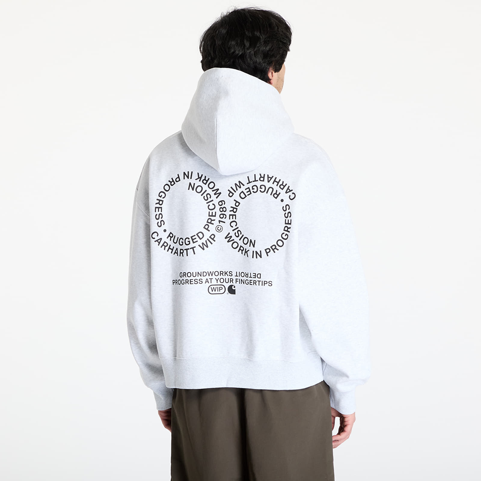 Мъжки потници Carhartt WIP Hooded Rotation Sweat UNISEX Ash Heather/ Black