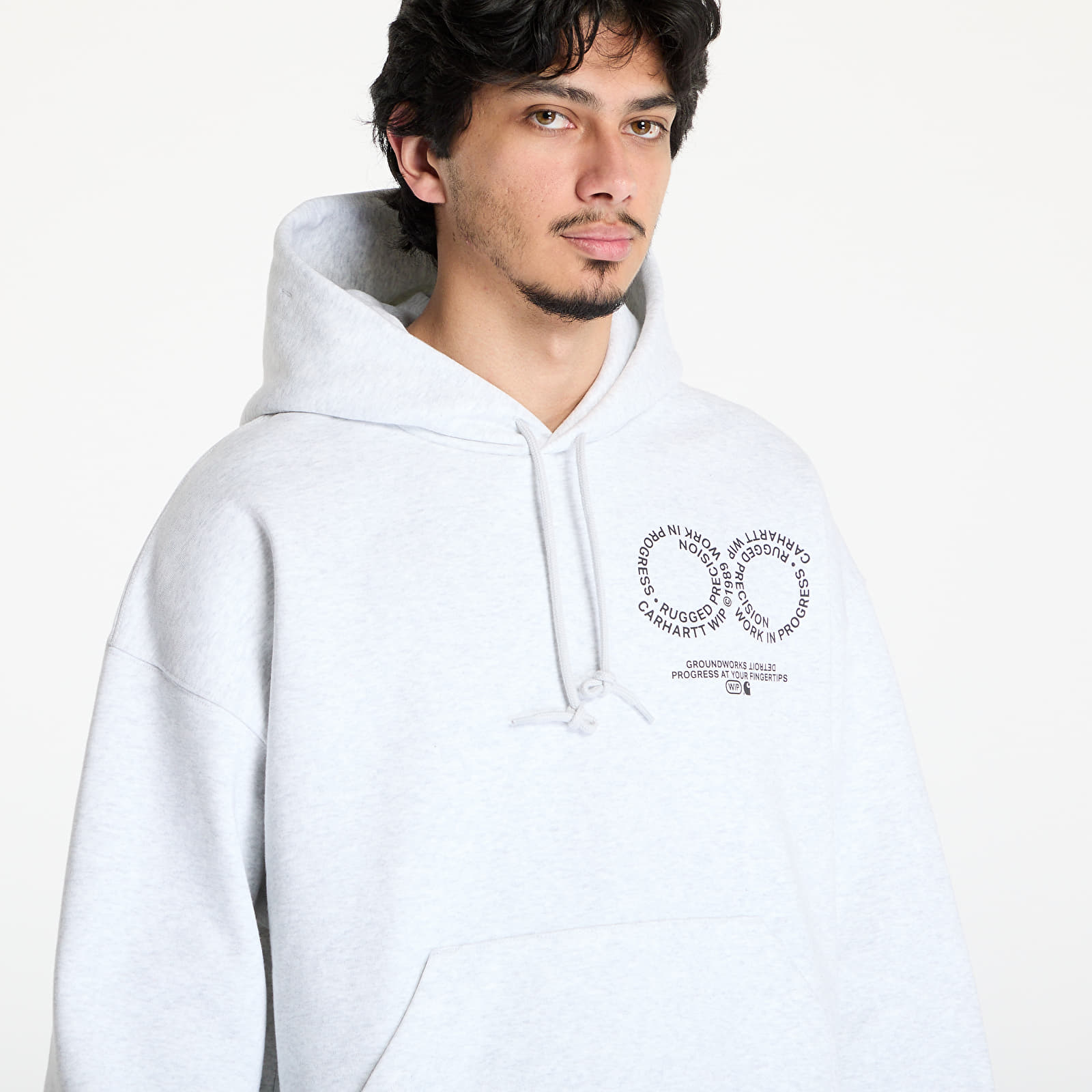Мъжки потници Carhartt WIP Hooded Rotation Sweat UNISEX Ash Heather/ Black