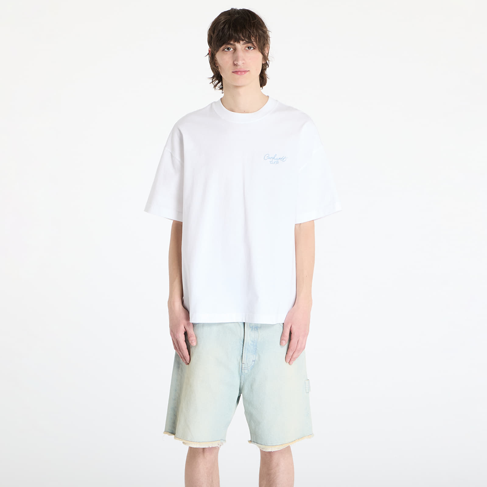 Camisetas hombre Carhartt WIP Shortsleeve Signature Script T-Shirt UNISEX White/ Dusty Ice