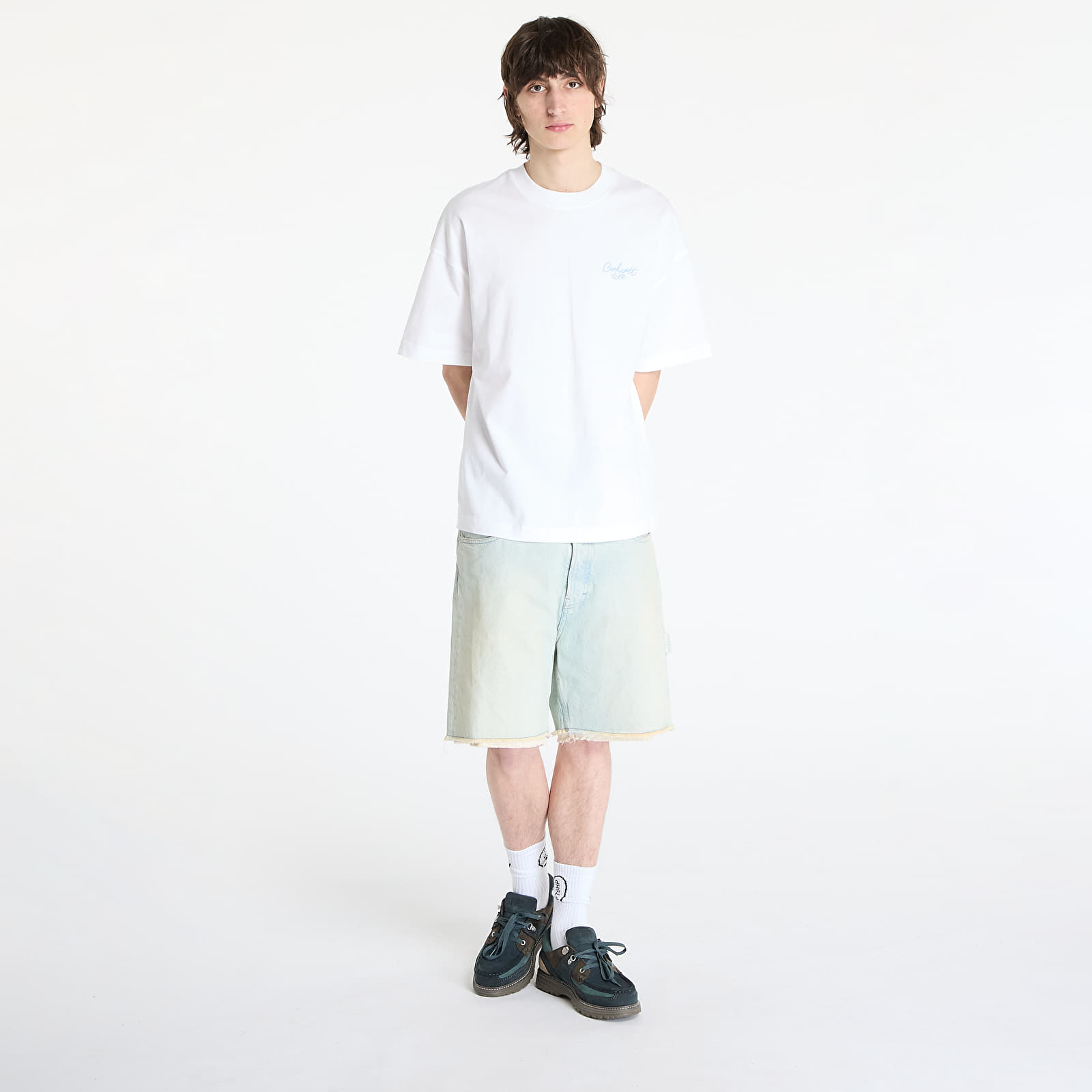 Camisetas hombre Carhartt WIP Shortsleeve Signature Script T-Shirt UNISEX White/ Dusty Ice