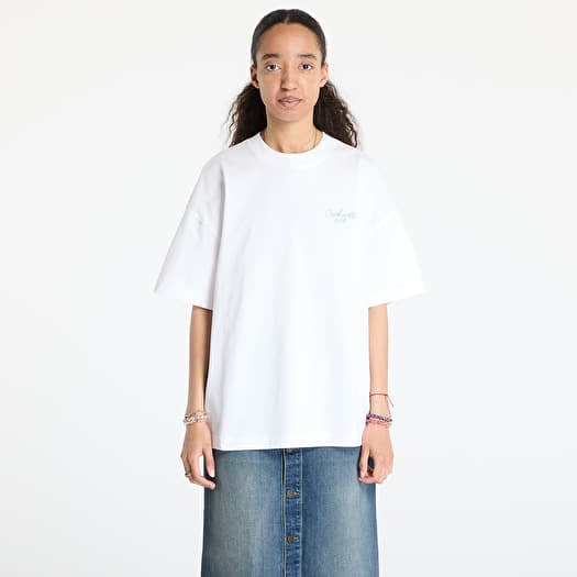 T-shirt Carhartt WIP Shortsleeve Signature Script T-Shirt UNISEX White/ Dusty Ice