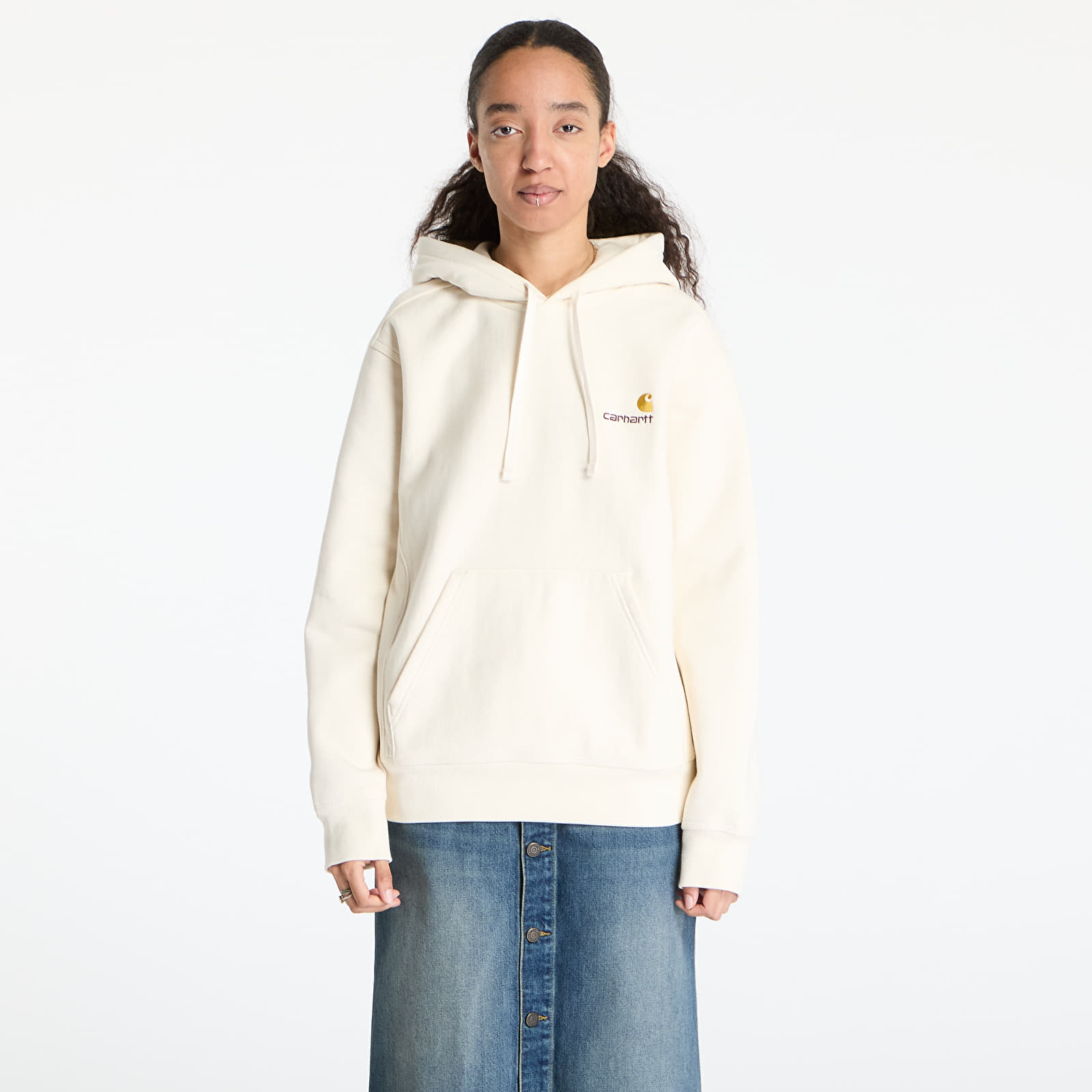 Bluzy męskie Carhartt WIP Hooded American Script Sweat UNISEX Natural